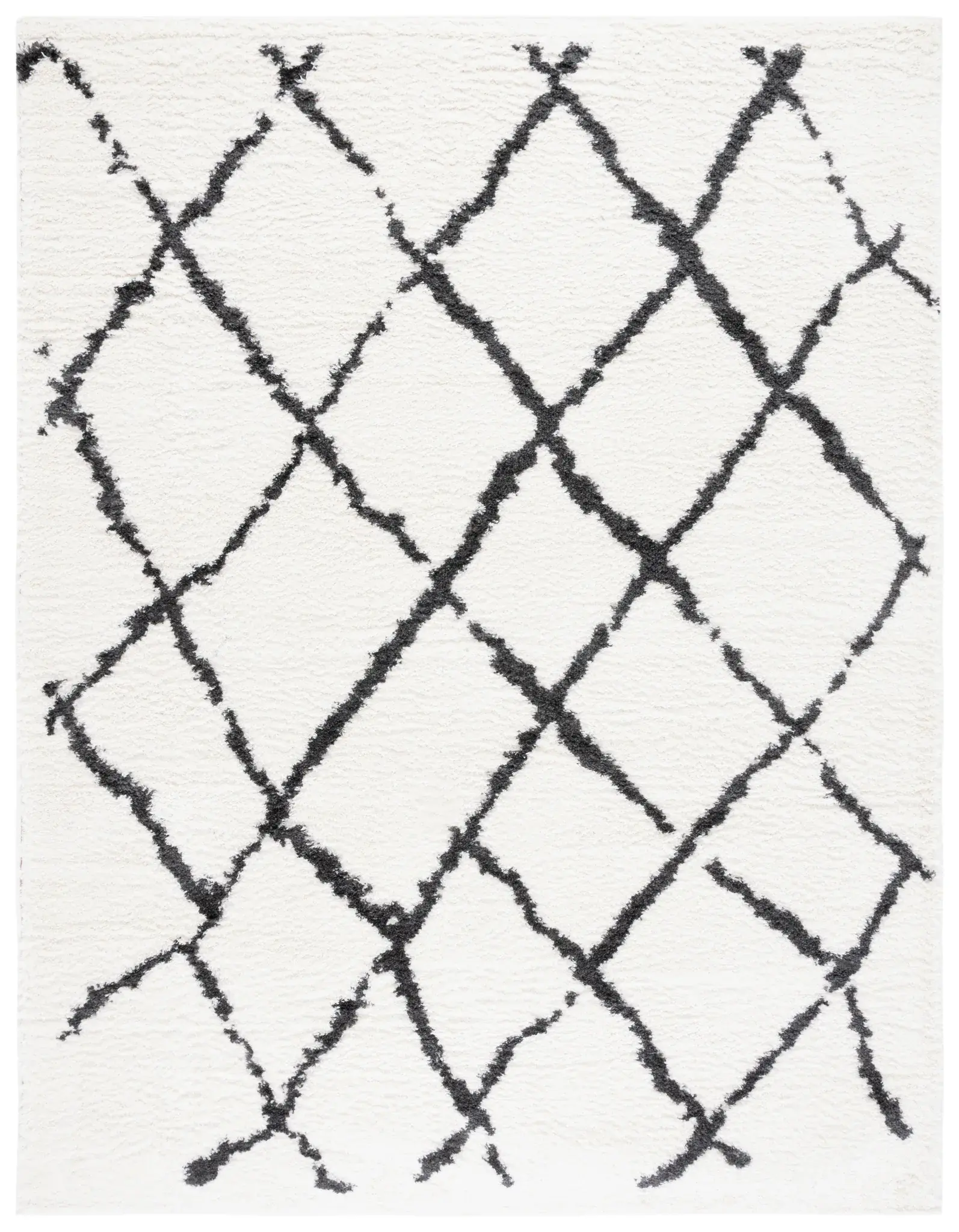 Berber Asymmetrical Diamond Trellis Shag Rug