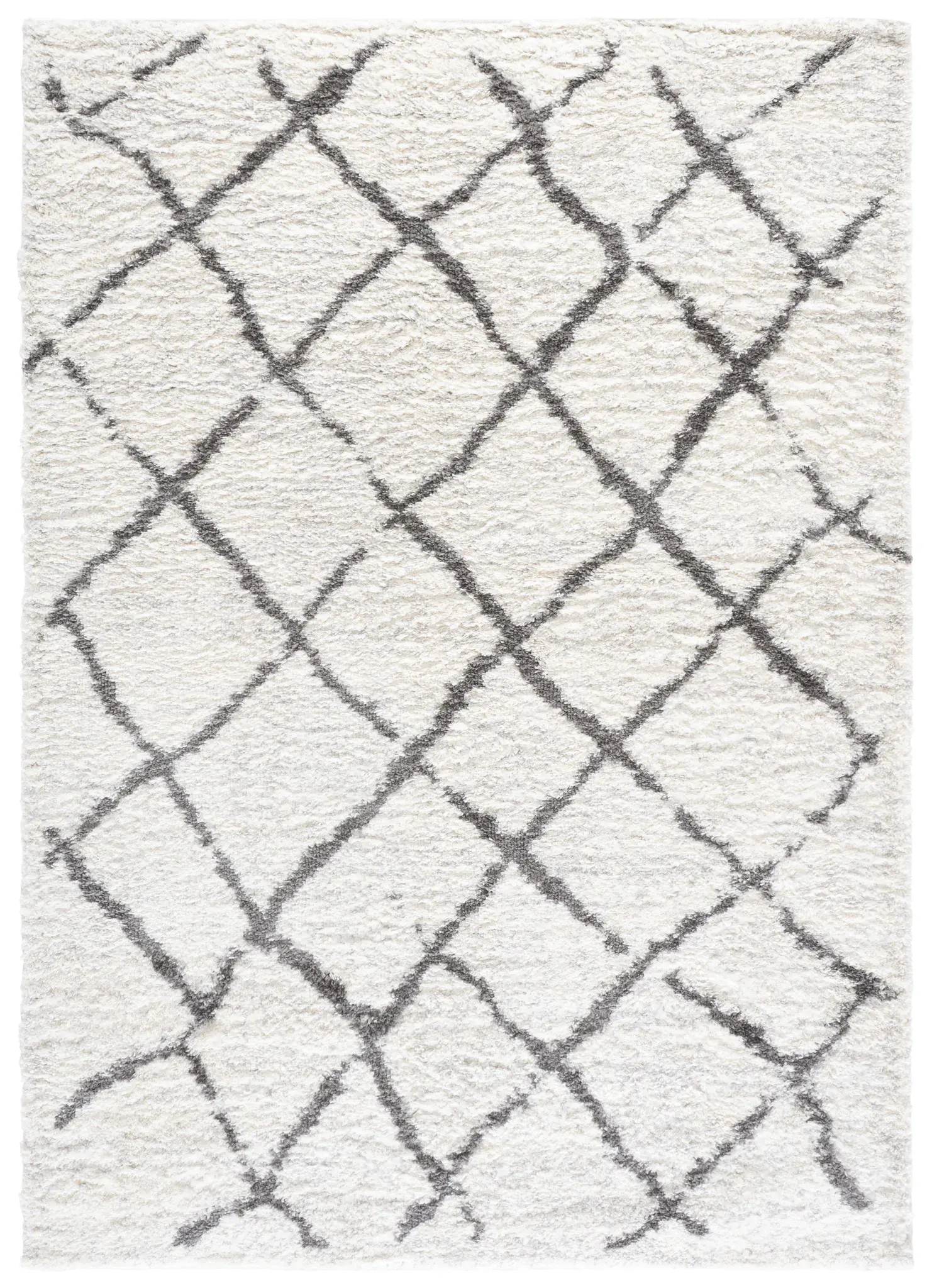 Berber Asymmetrical Diamond Trellis Shag Rug