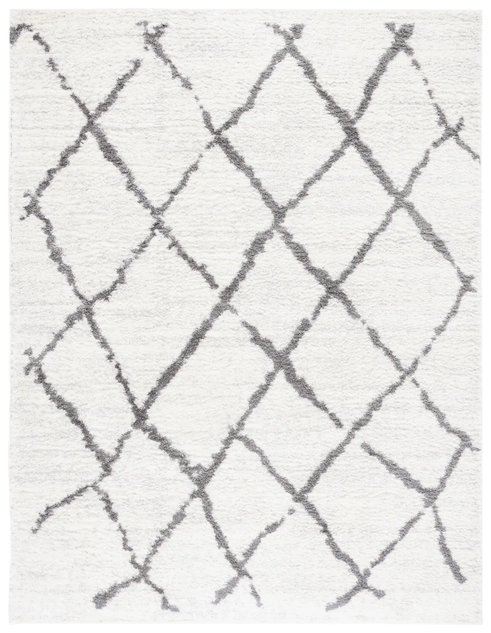 Berber Asymmetrical Diamond Trellis Shag Rug
