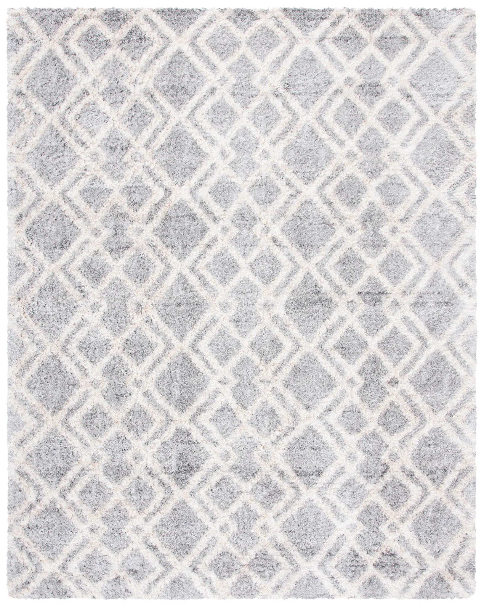 Berber Geometric Diamond Trellis Shag Rug