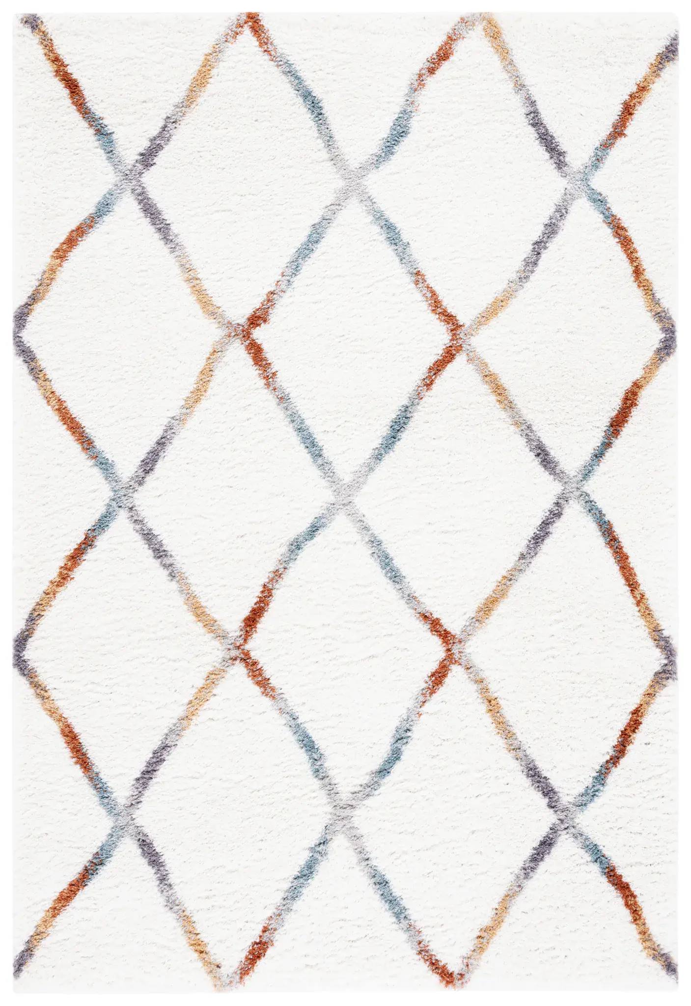Berber Oversized Diamond Trellis Shag Rug