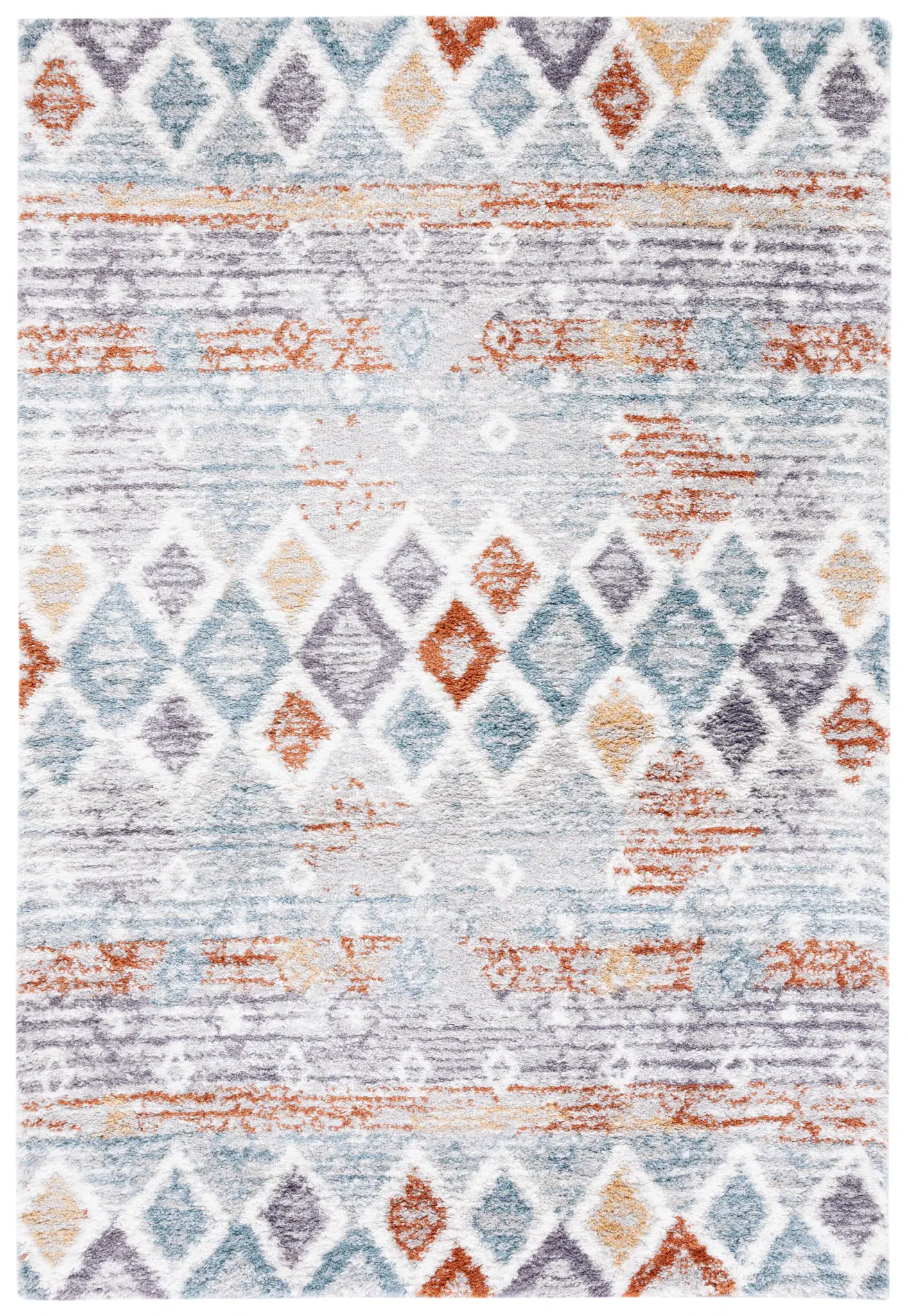 Berber Banded Diamond Shag Rug