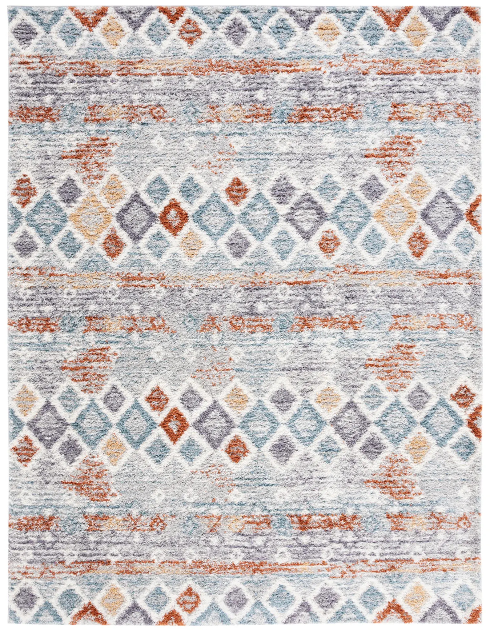 Berber Banded Diamond Shag Rug