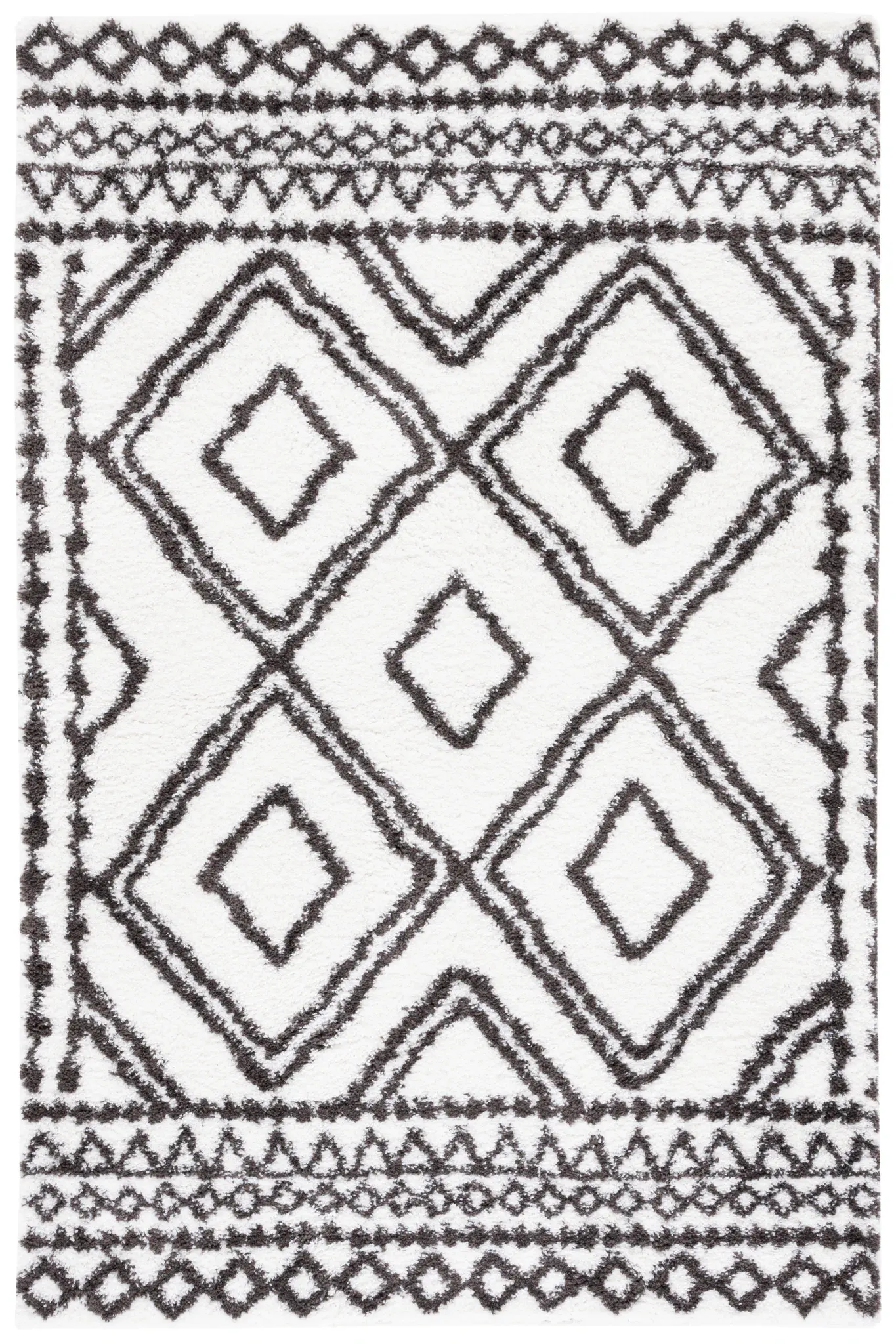 Berber Diamond Banded Shag Rug