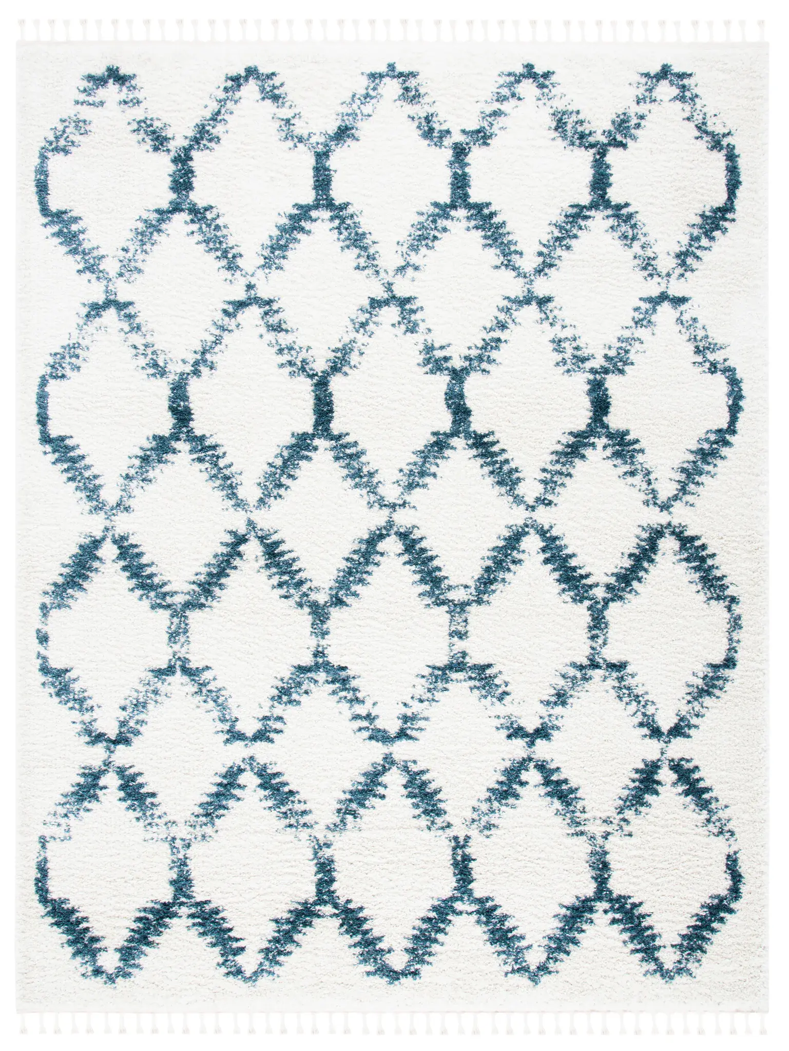 Berber Fringe Ogee Trellis Shag Rug