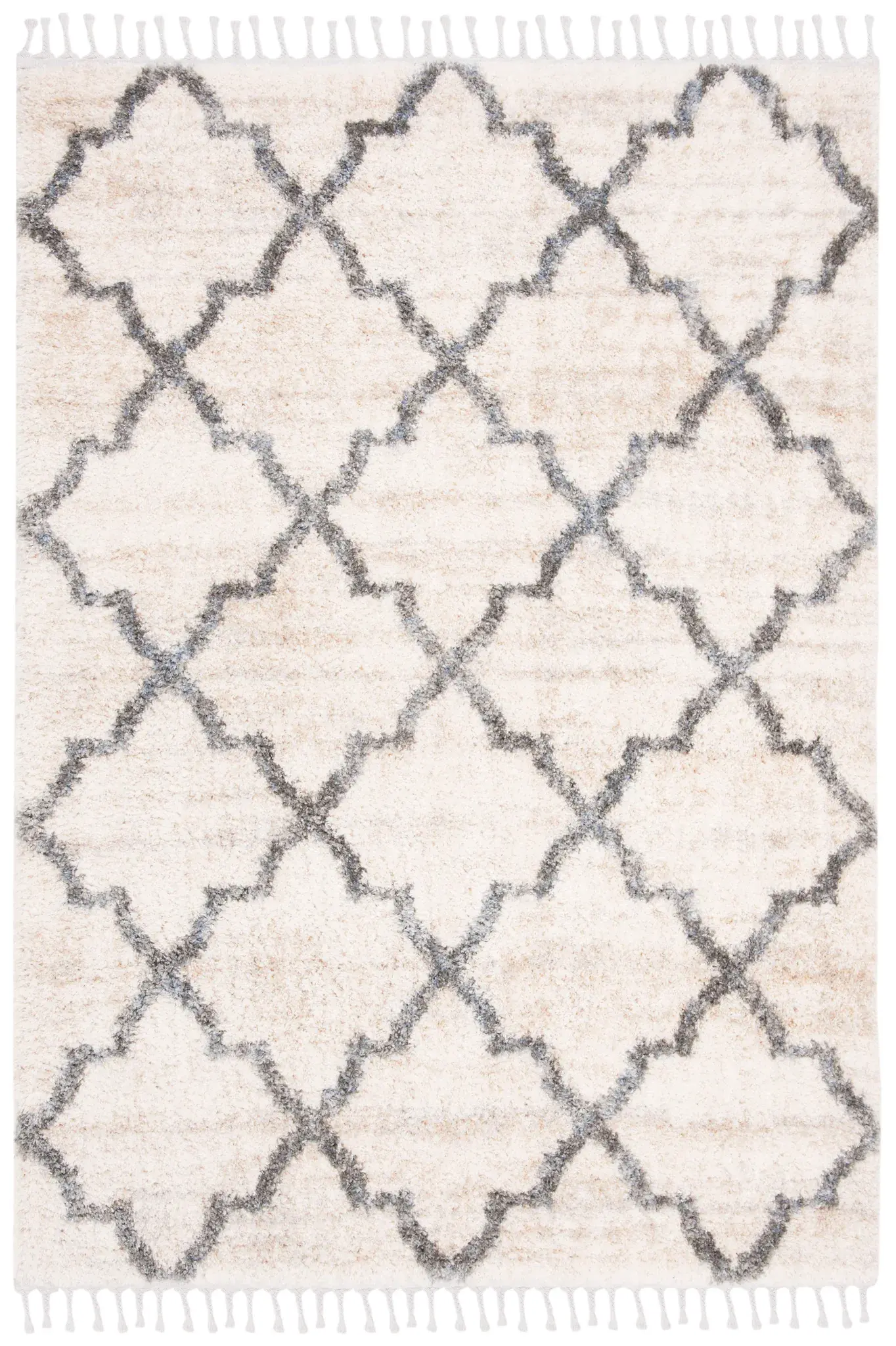 Berber Fringe Shag Moroccan Quatrefoil Trellis Rug
