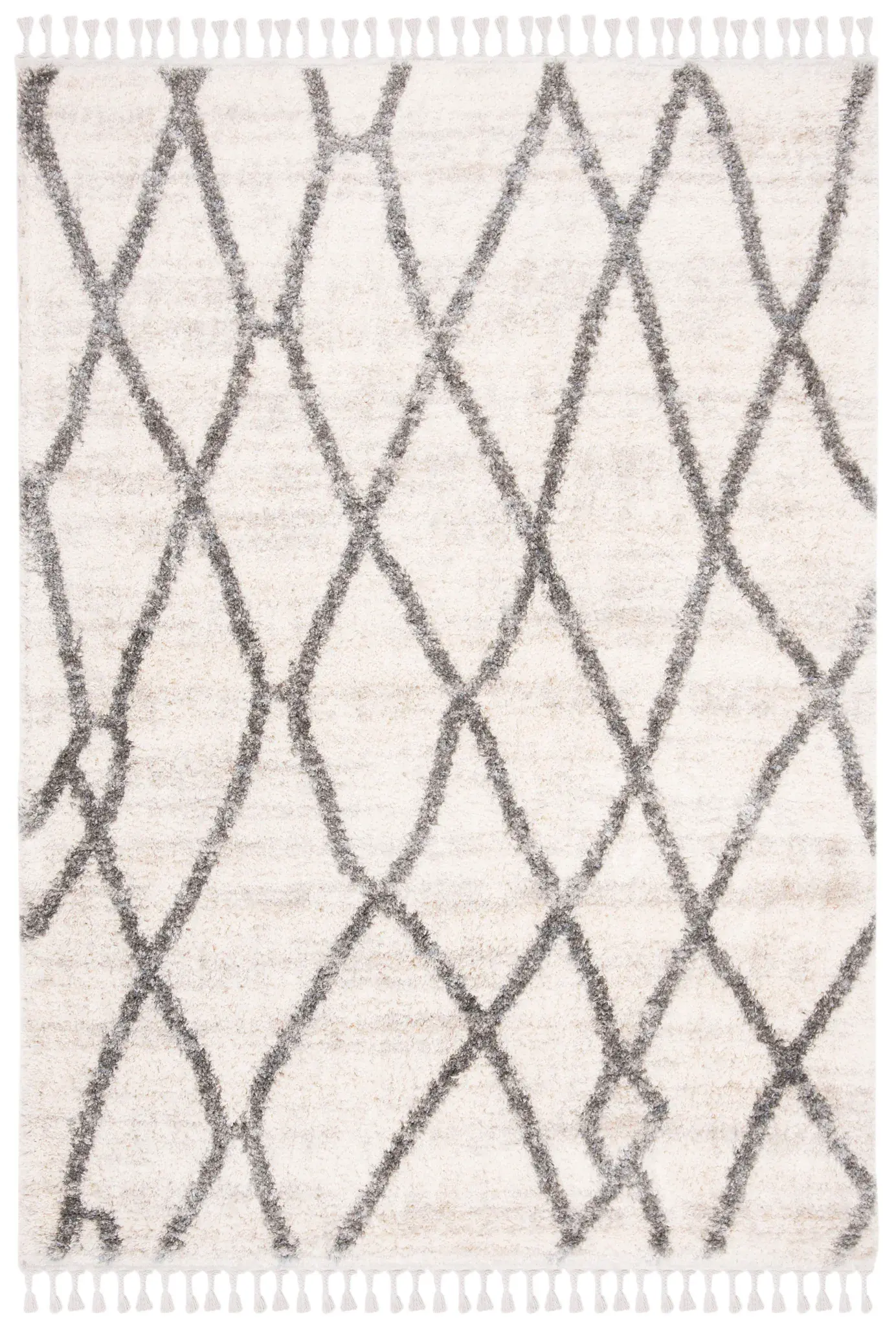 Berber Fringe Diamond Trellis Shag Rug
