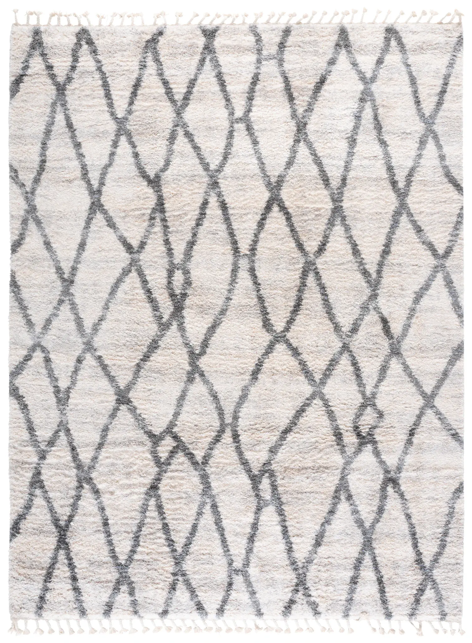 Berber Fringe Diamond Trellis Shag Rug