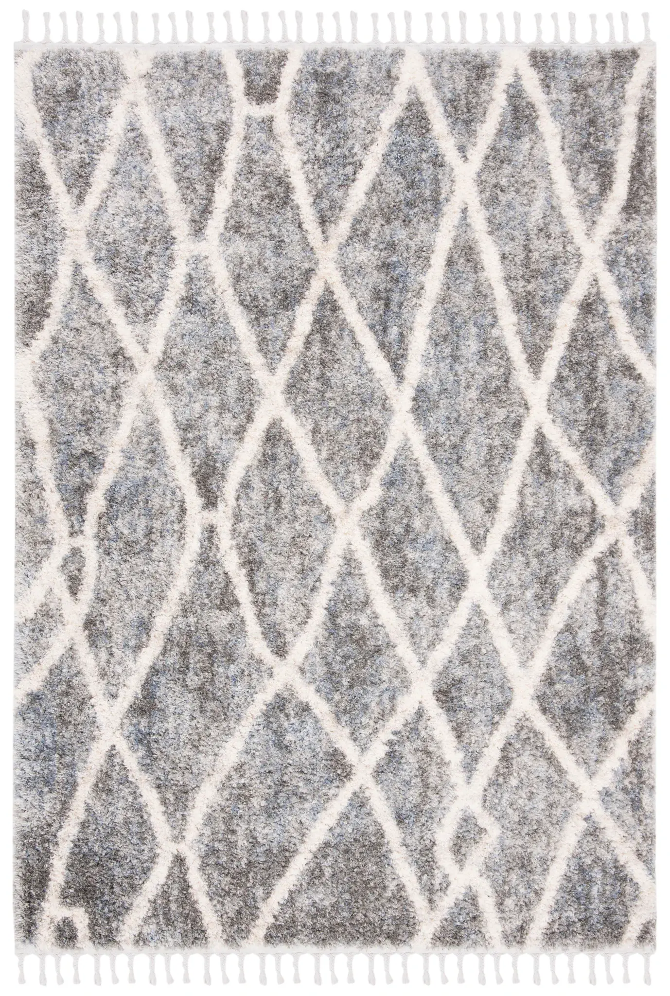 Berber Fringe Diamond Trellis Shag Rug