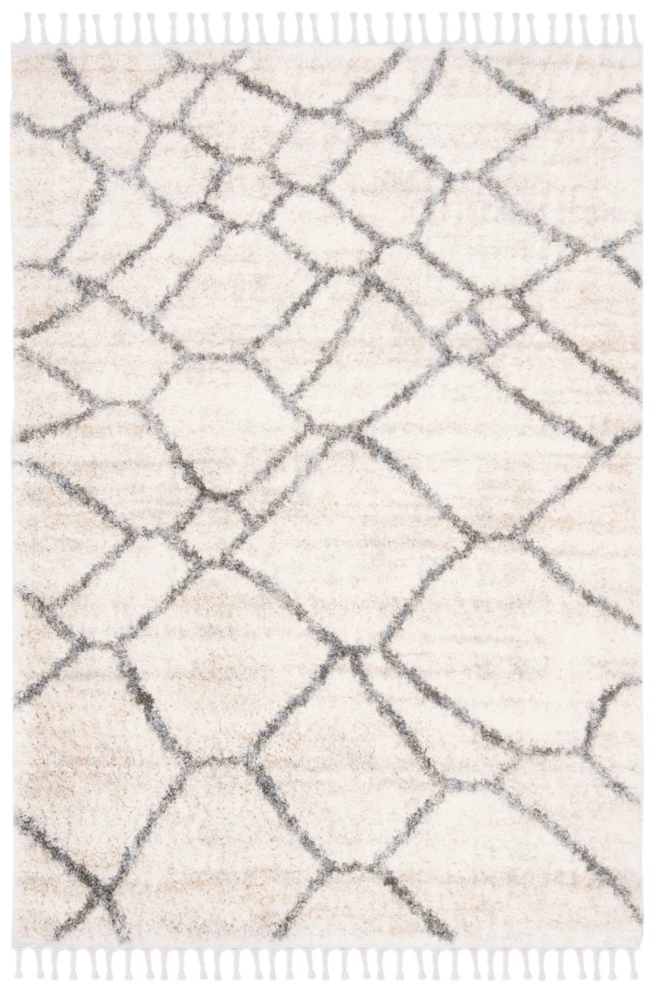 Berber Fringe Shag Cobblestone Geometric Rug