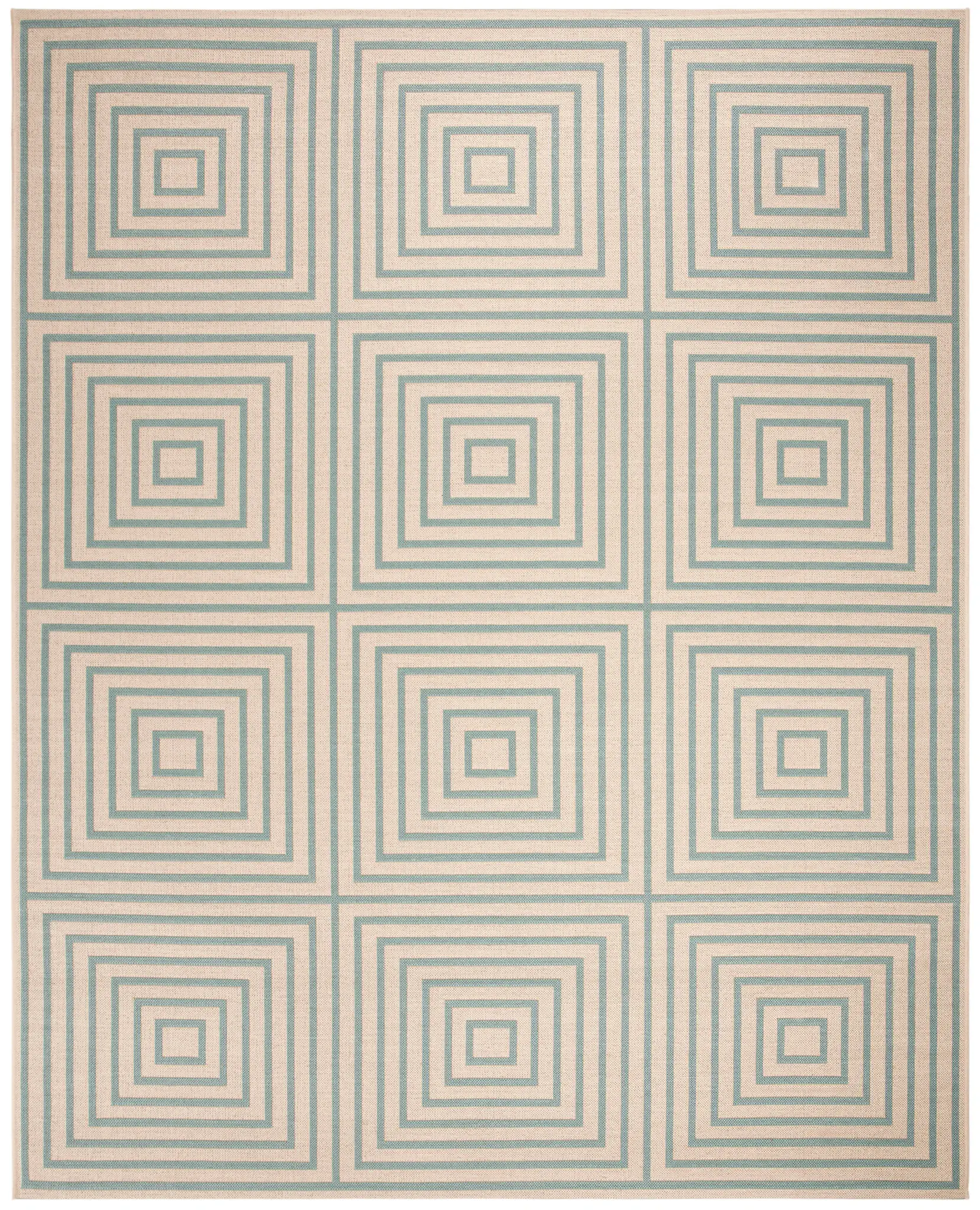 Beach House Concentric Square Outdoor Rug