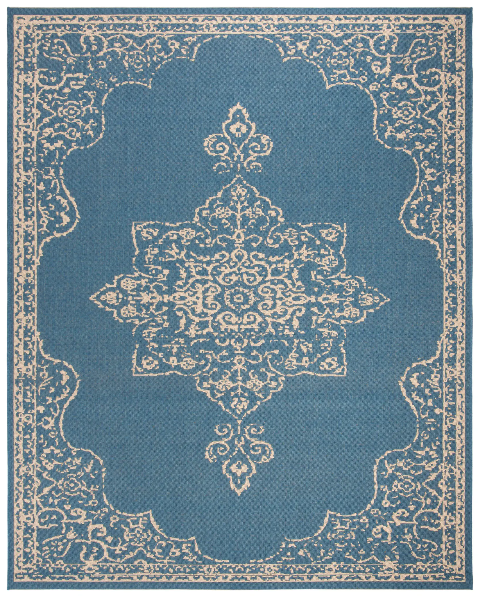 Beach House Medallion Border Outdoor Rug