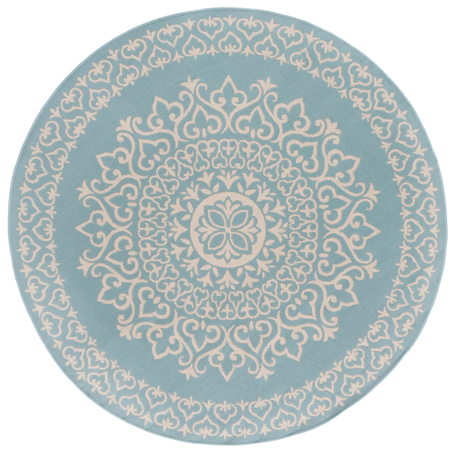 Beach House Scroll Medallion Outdoor Rug