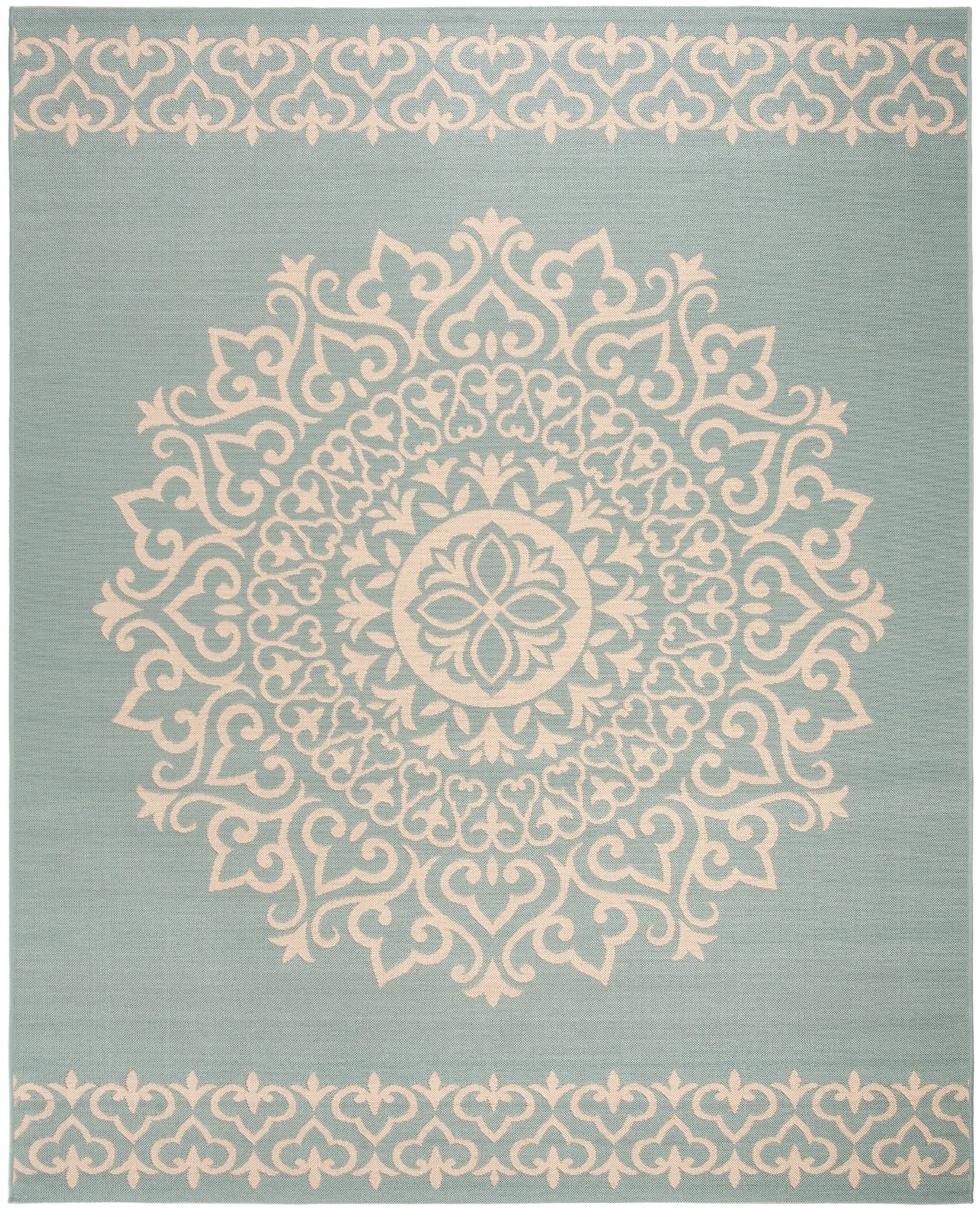 Beach House Scroll Medallion Outdoor Rug