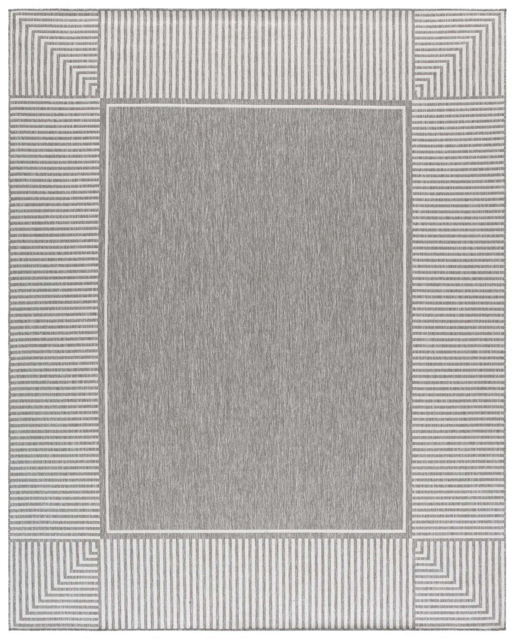 Beach House Mitered Stripe Border Outdoor Rug