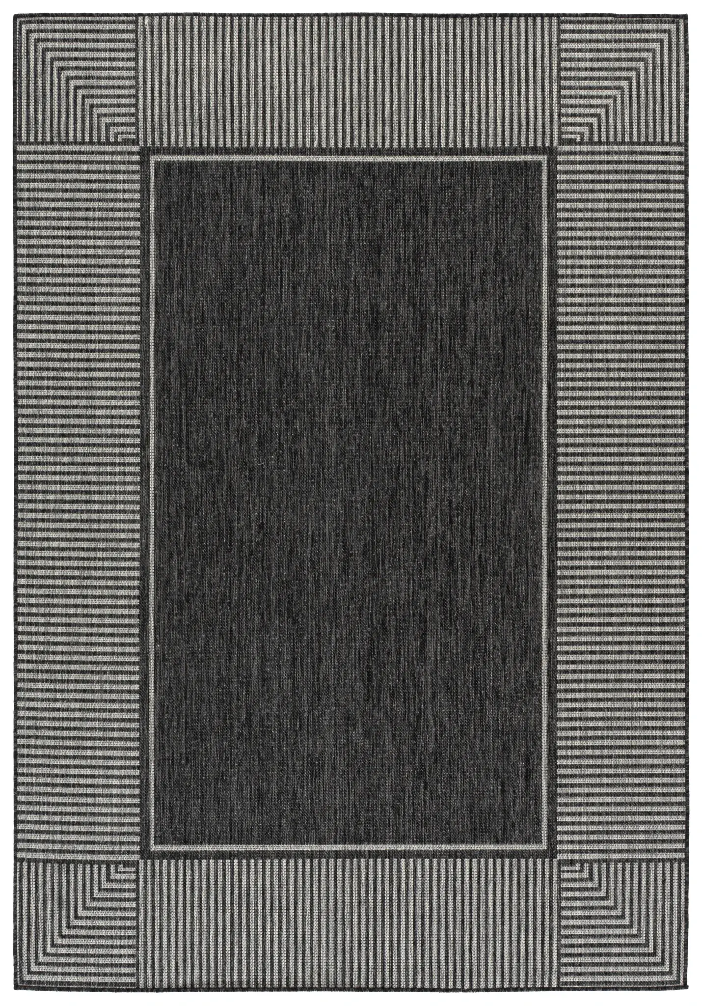 Beach House Mitered Stripe Border Outdoor Rug