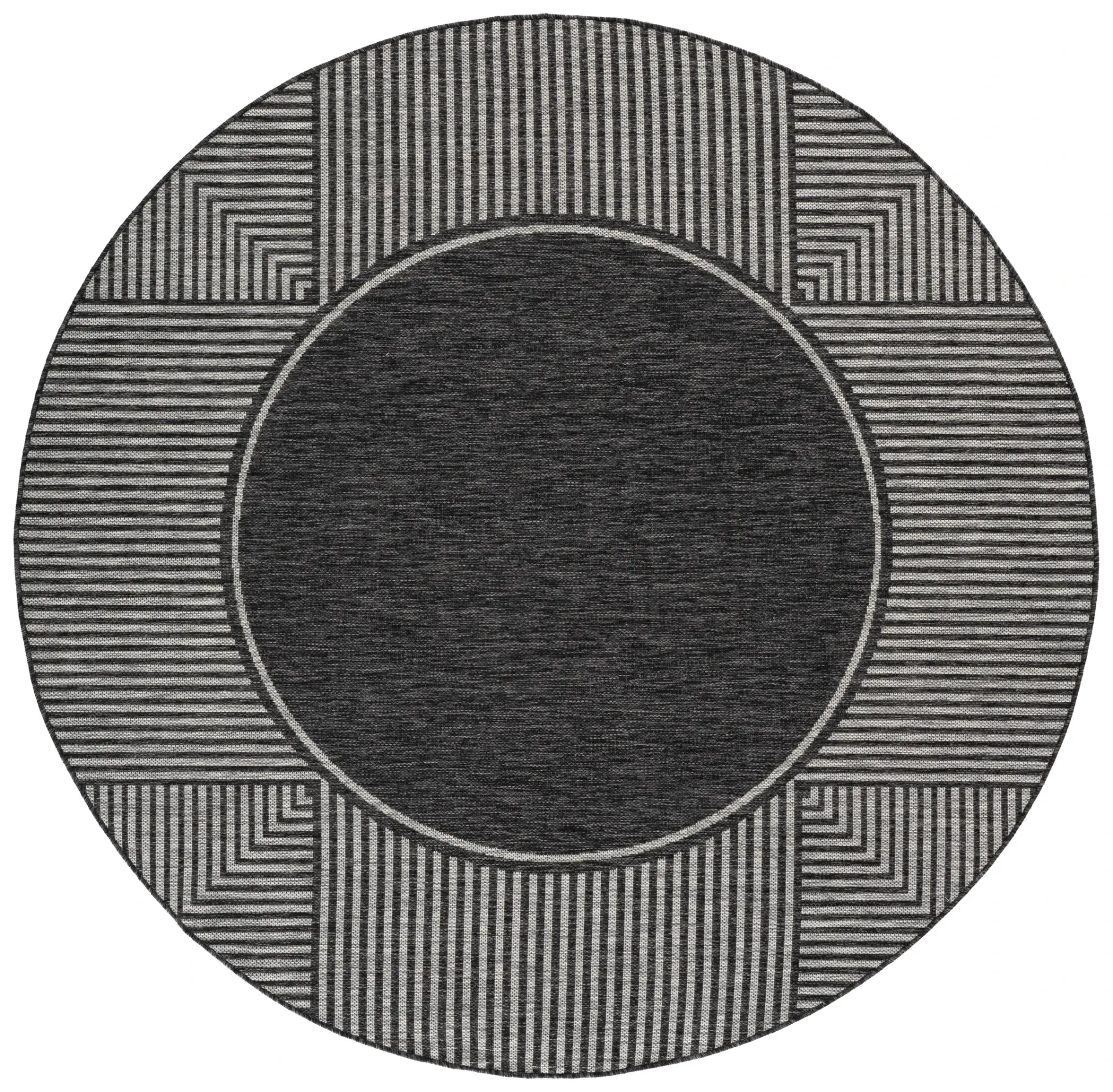 Beach House Mitered Stripe Border Outdoor Rug