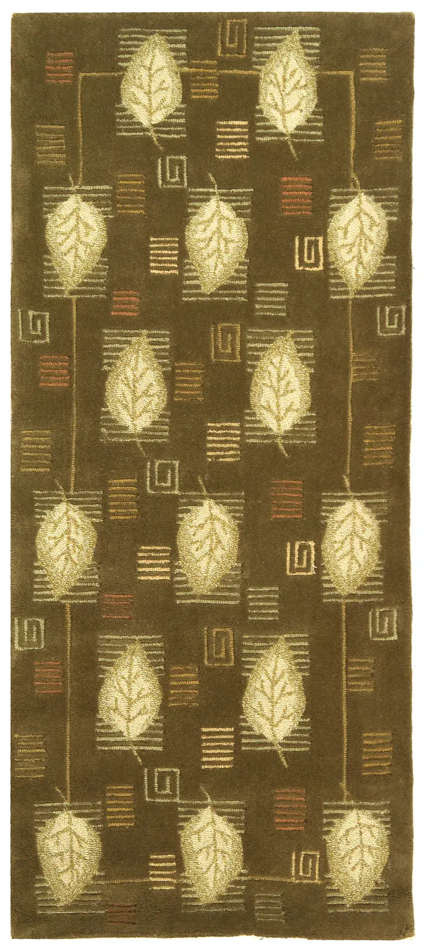 Berkley Leaf Vine Round Hand-Hooked Wool Rug