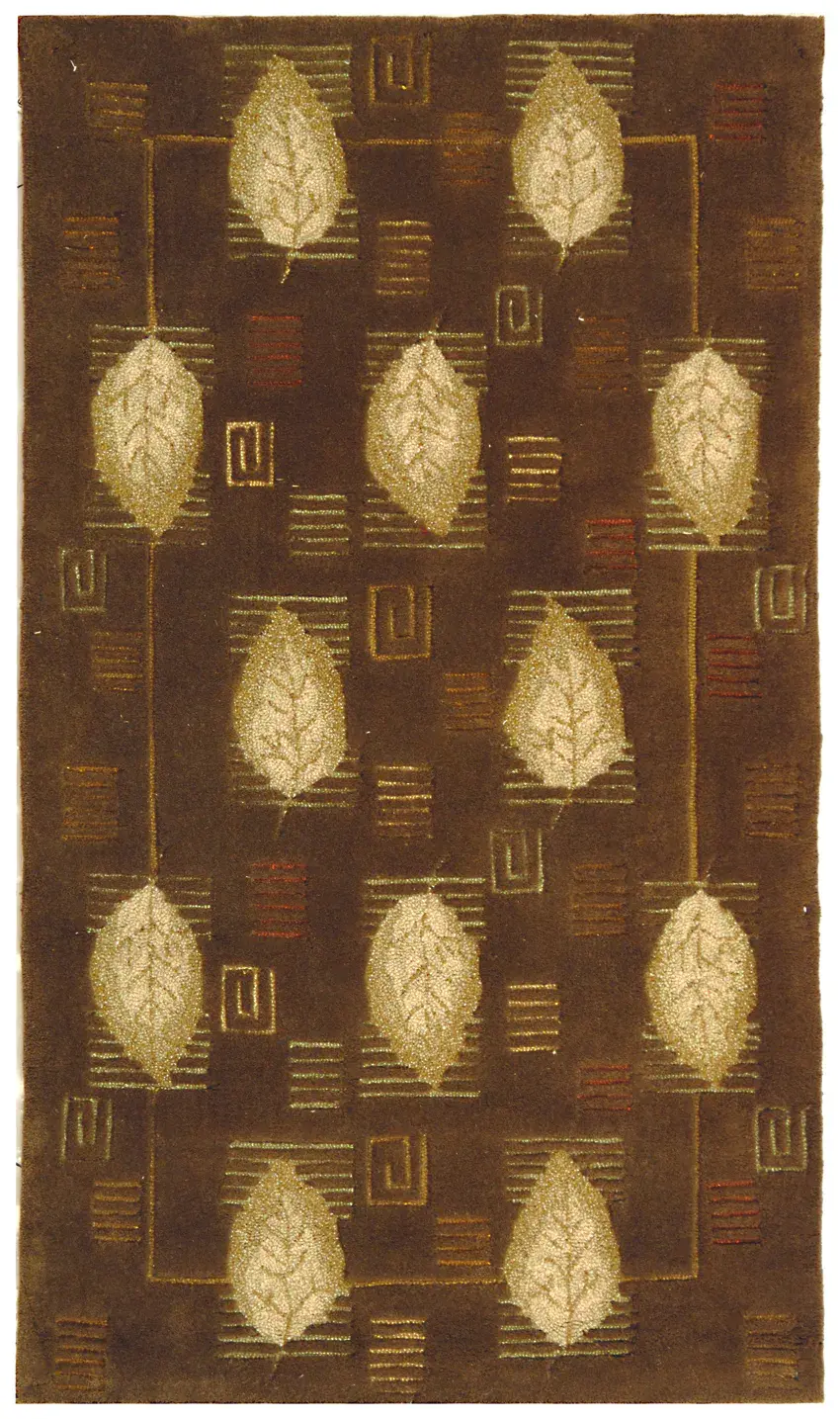 Berkley Leaf Vine Round Hand-Hooked Wool Rug