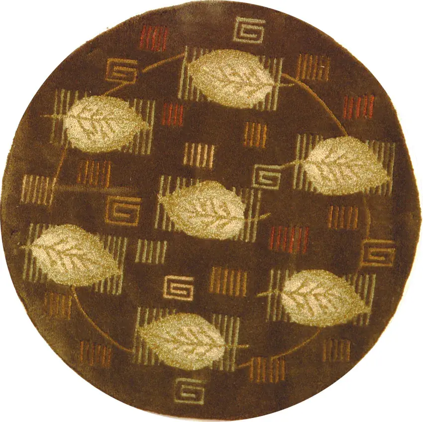 Berkley Leaf Vine Round Hand-Hooked Wool Rug