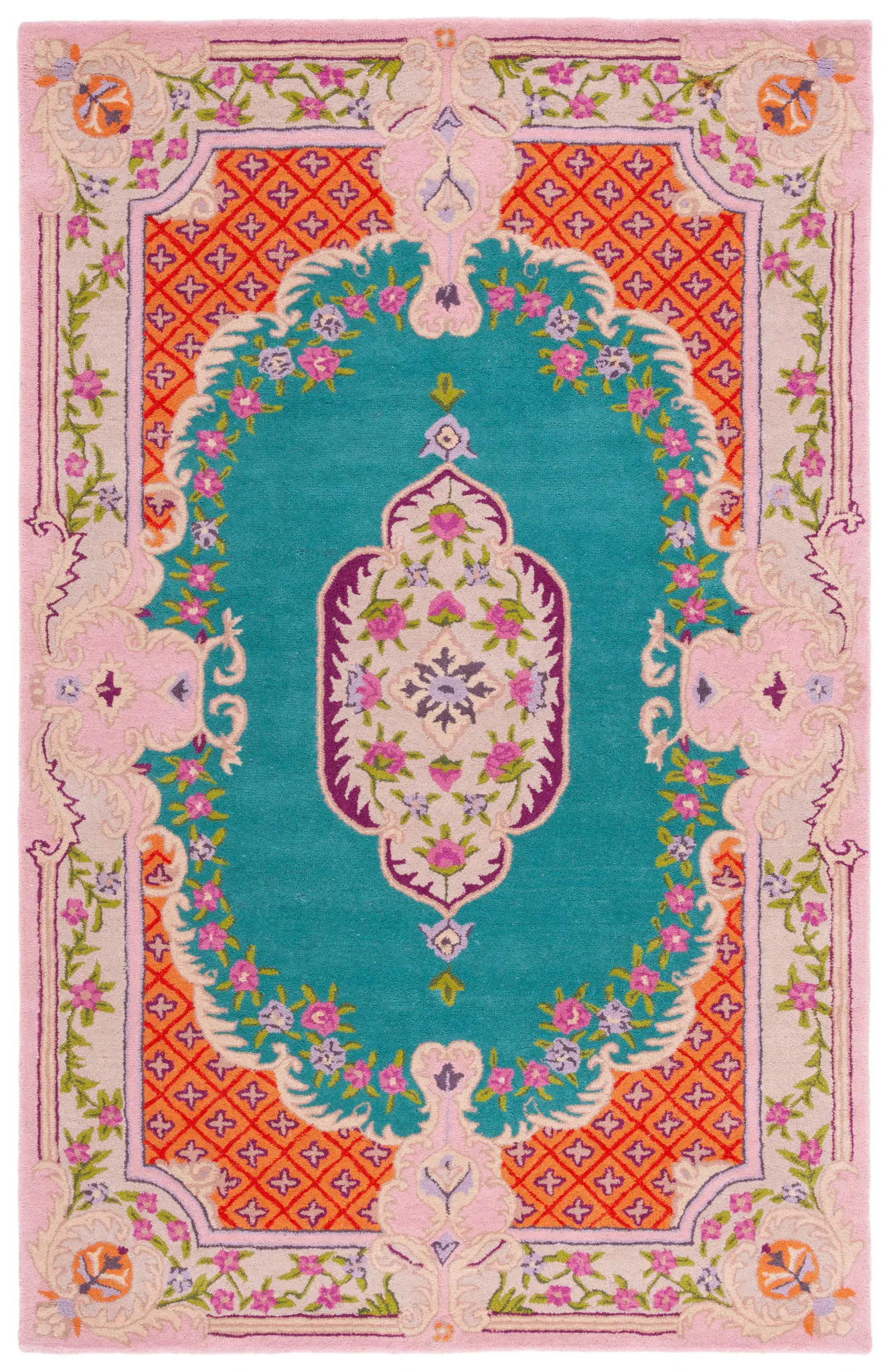 Bellagio Medallion Border Hand-Tufted Wool Rug