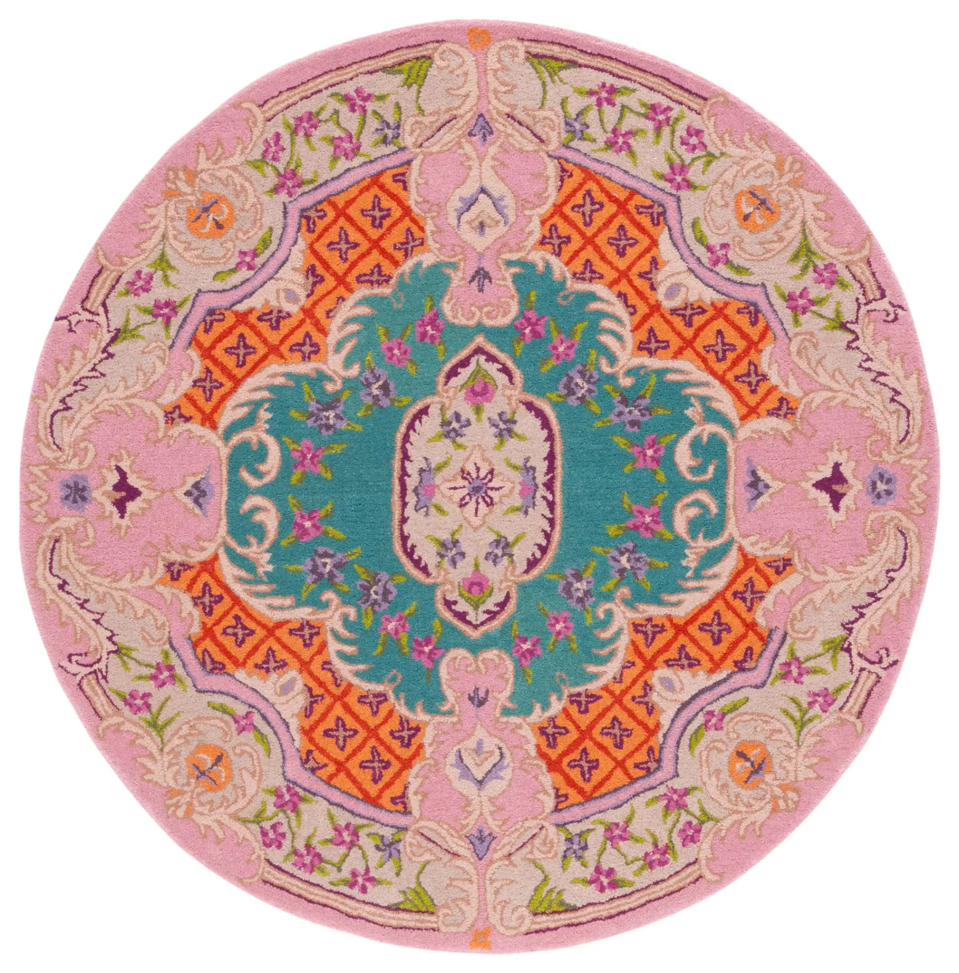 Bellagio Medallion Border Hand-Tufted Wool Rug