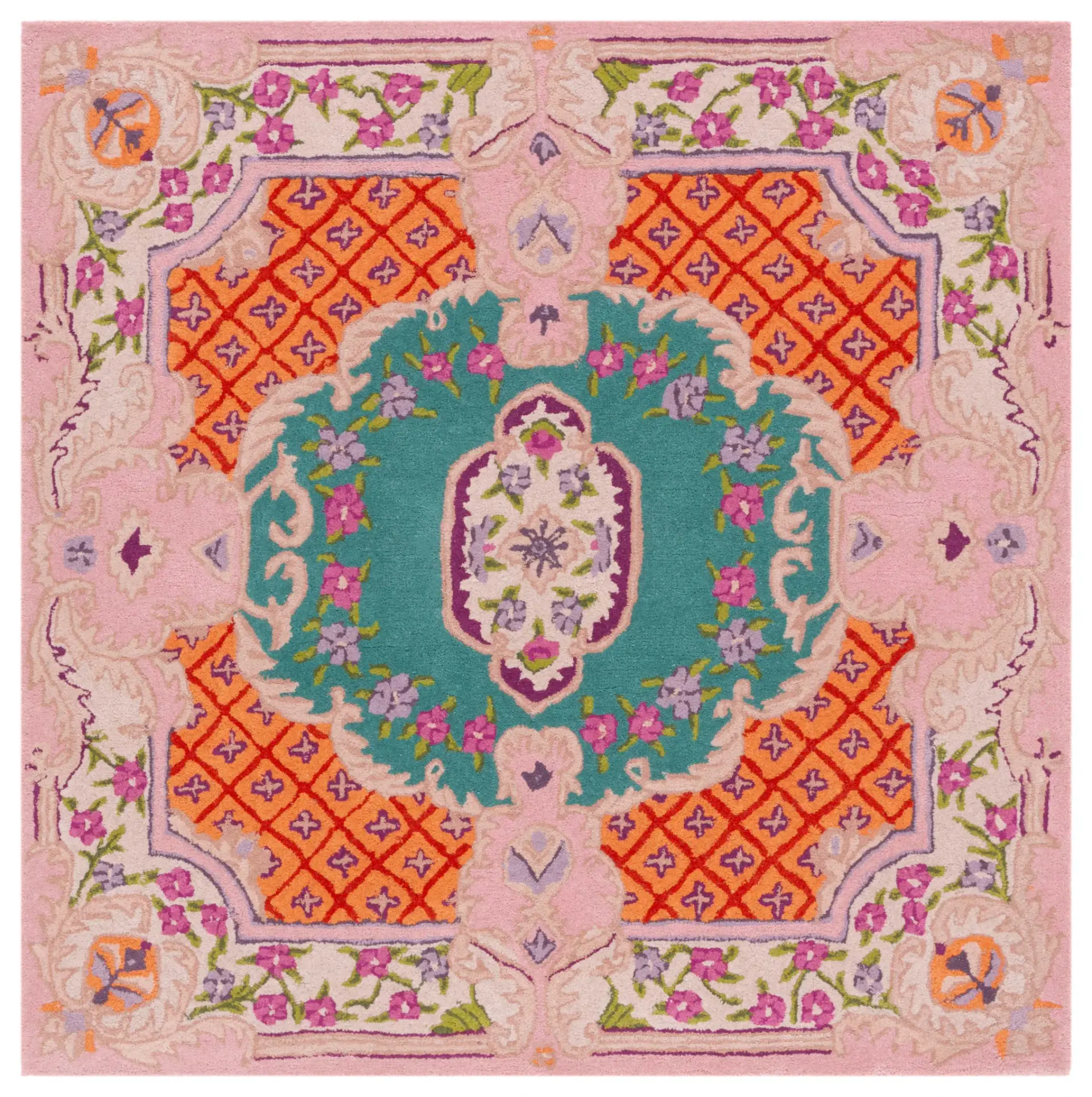 Bellagio Medallion Border Hand-Tufted Wool Rug
