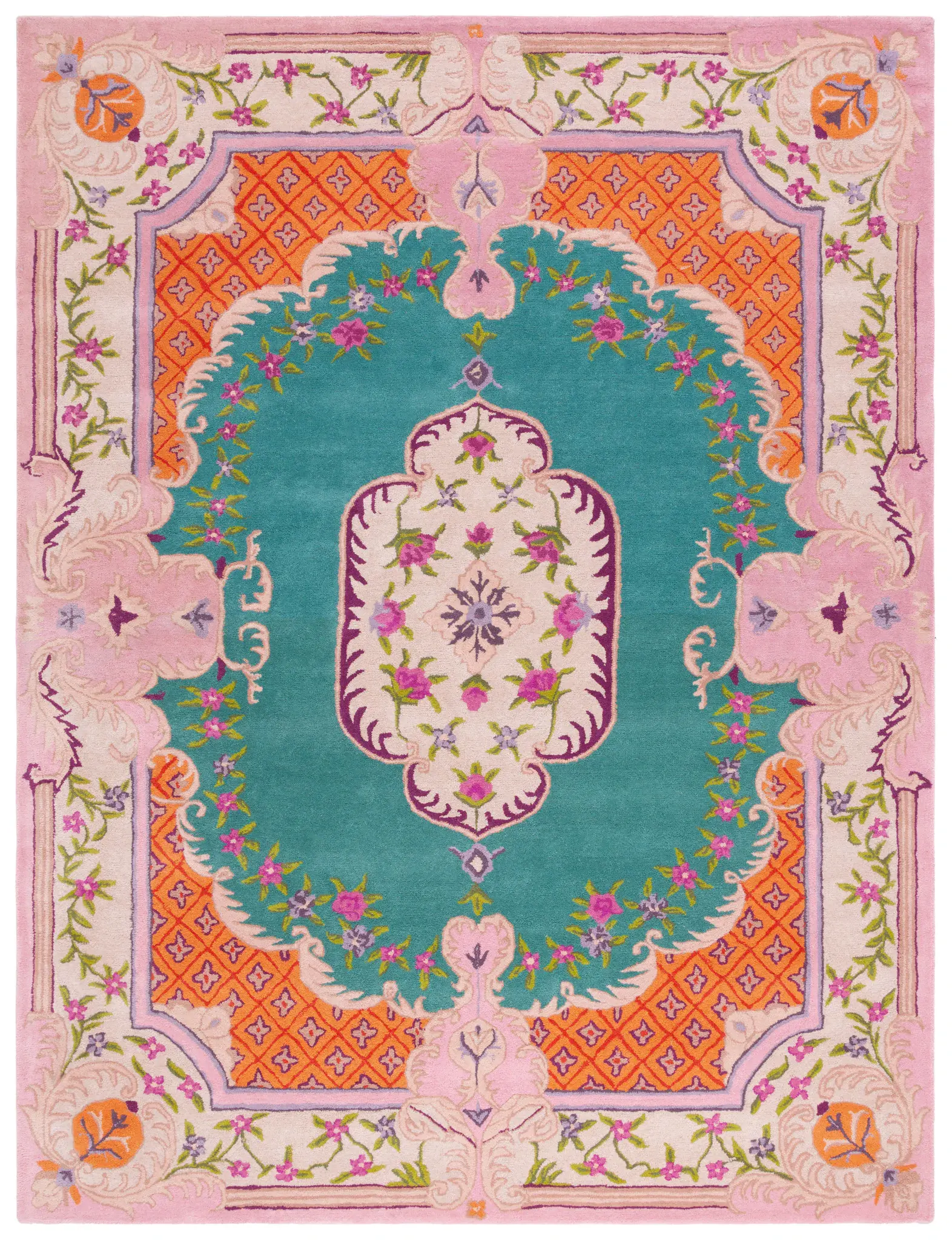 Bellagio Medallion Border Hand-Tufted Wool Rug