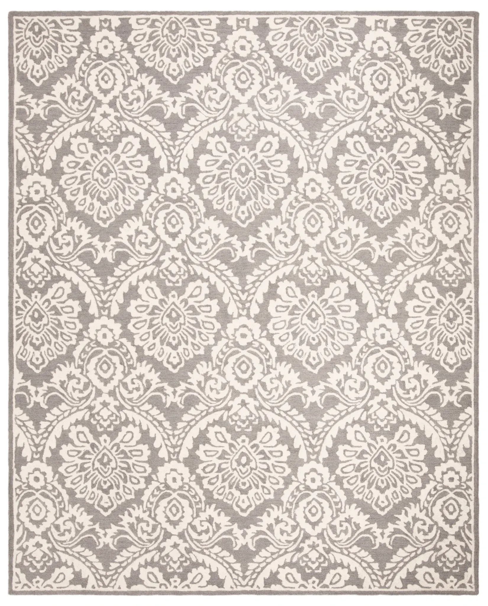 Blossom Palmette Damask Hand-Tufted Wool Rug