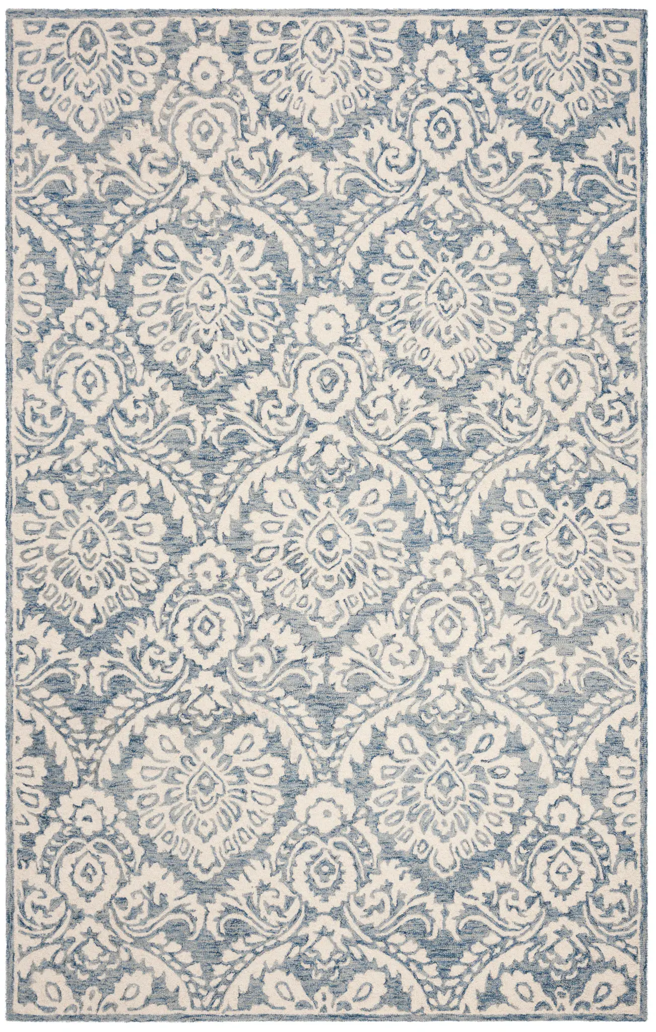 Blossom Palmette Damask Hand-Tufted Wool Rug