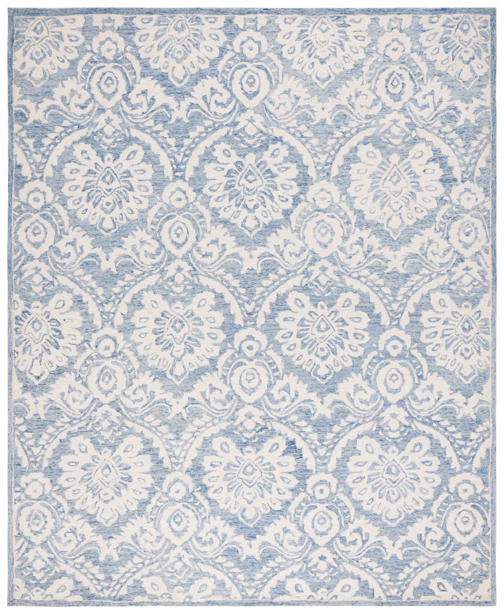 Blossom Palmette Damask Hand-Tufted Wool Rug