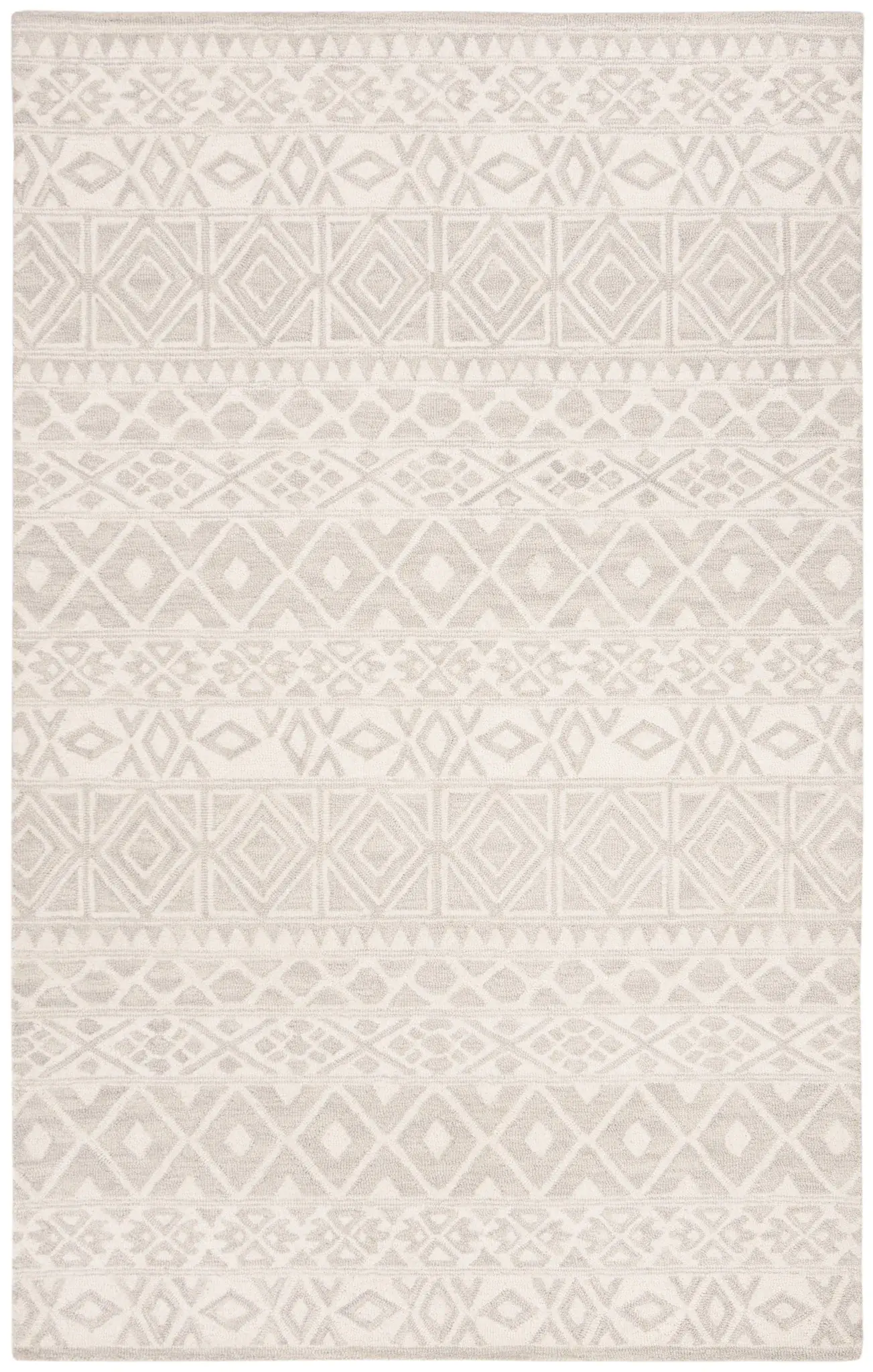Blossom Banded Geometric Hand-Tufted Wool Rug