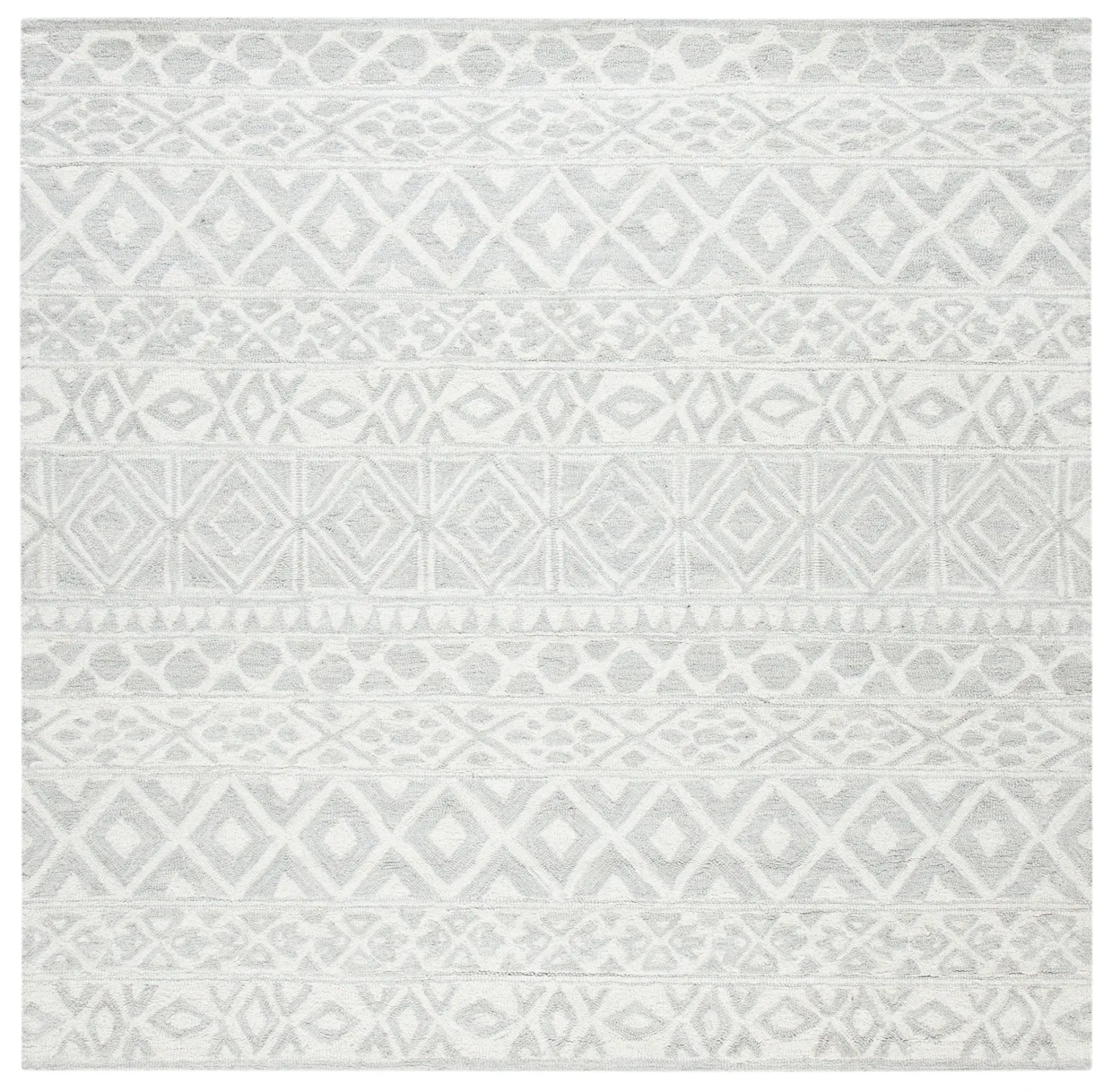 Blossom Banded Geometric Hand-Tufted Wool Rug