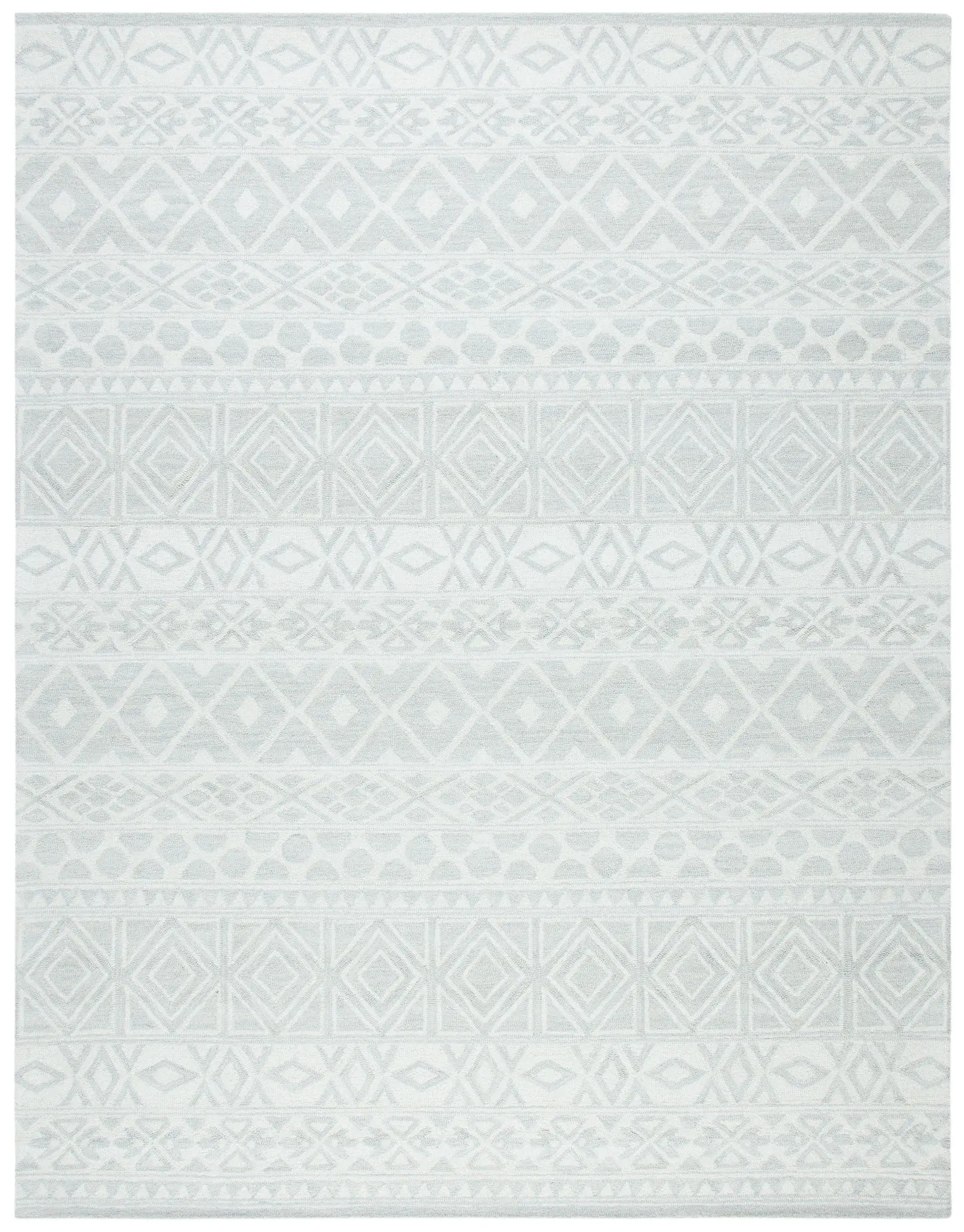 Blossom Banded Geometric Hand-Tufted Wool Rug