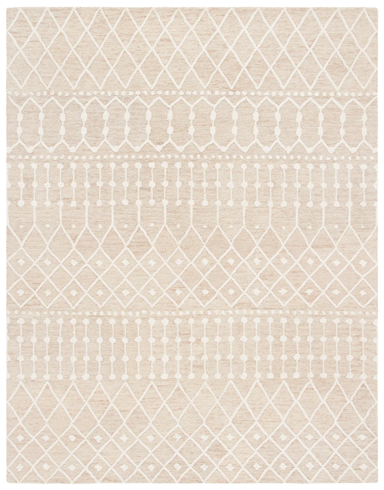 Blossom Banded Diamond Hand-Tufted Wool Rug