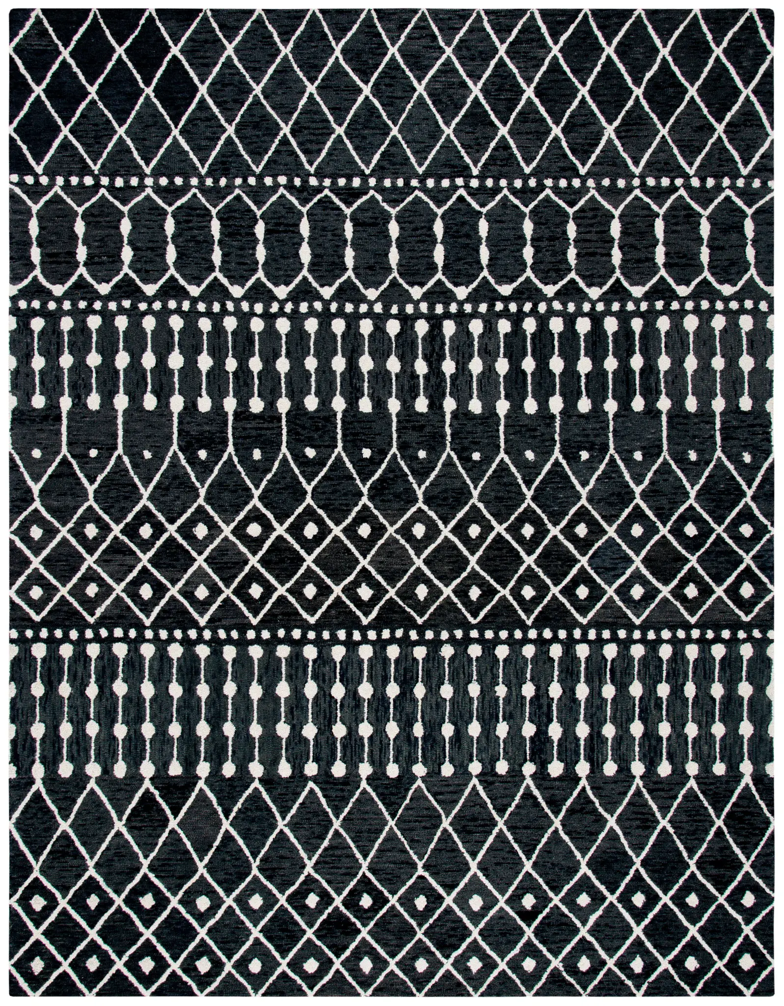 Blossom Banded Diamond Hand-Tufted Wool Rug