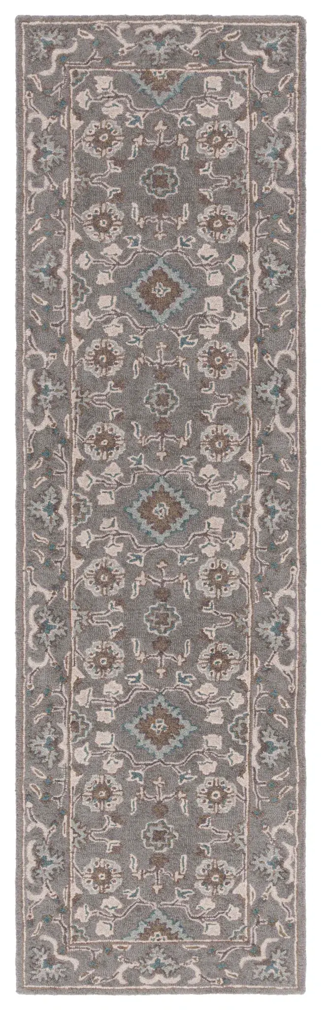 Blossom Bordered Palmette Hand-Tufted Wool Rug