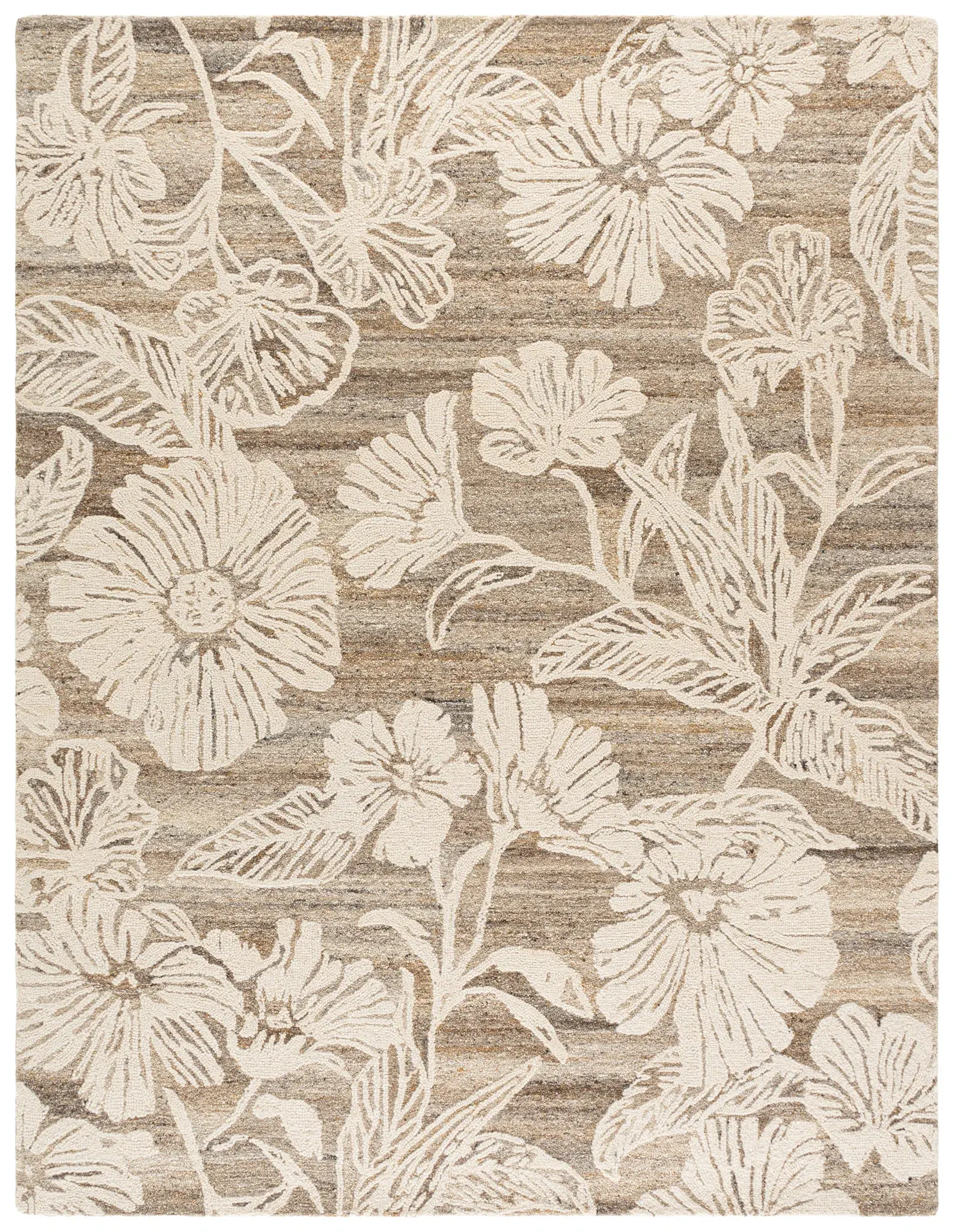 Blossom Floral Silhouette Hand-Tufted Wool Rug