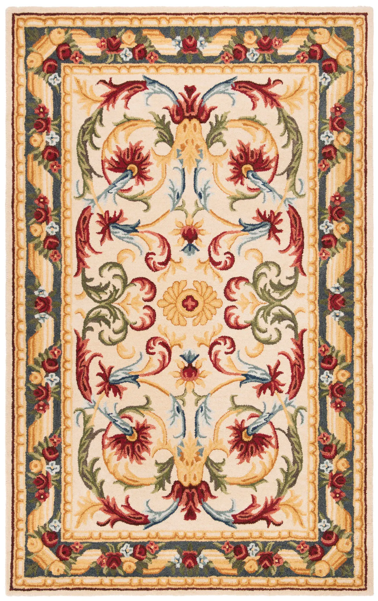 Blossom Acanthus Scroll Hand-Tufted Wool Rug