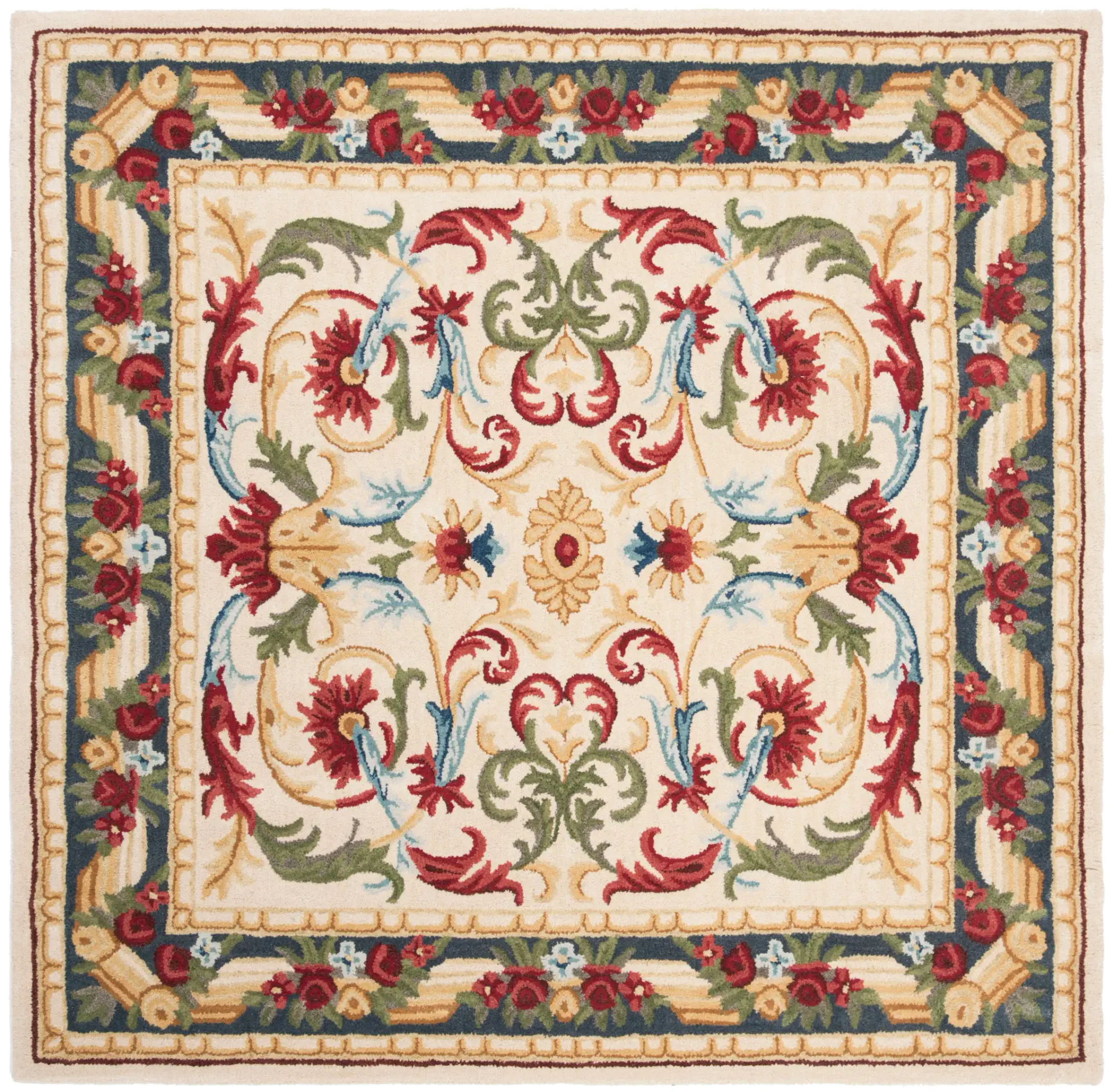 Blossom Acanthus Scroll Hand-Tufted Wool Rug