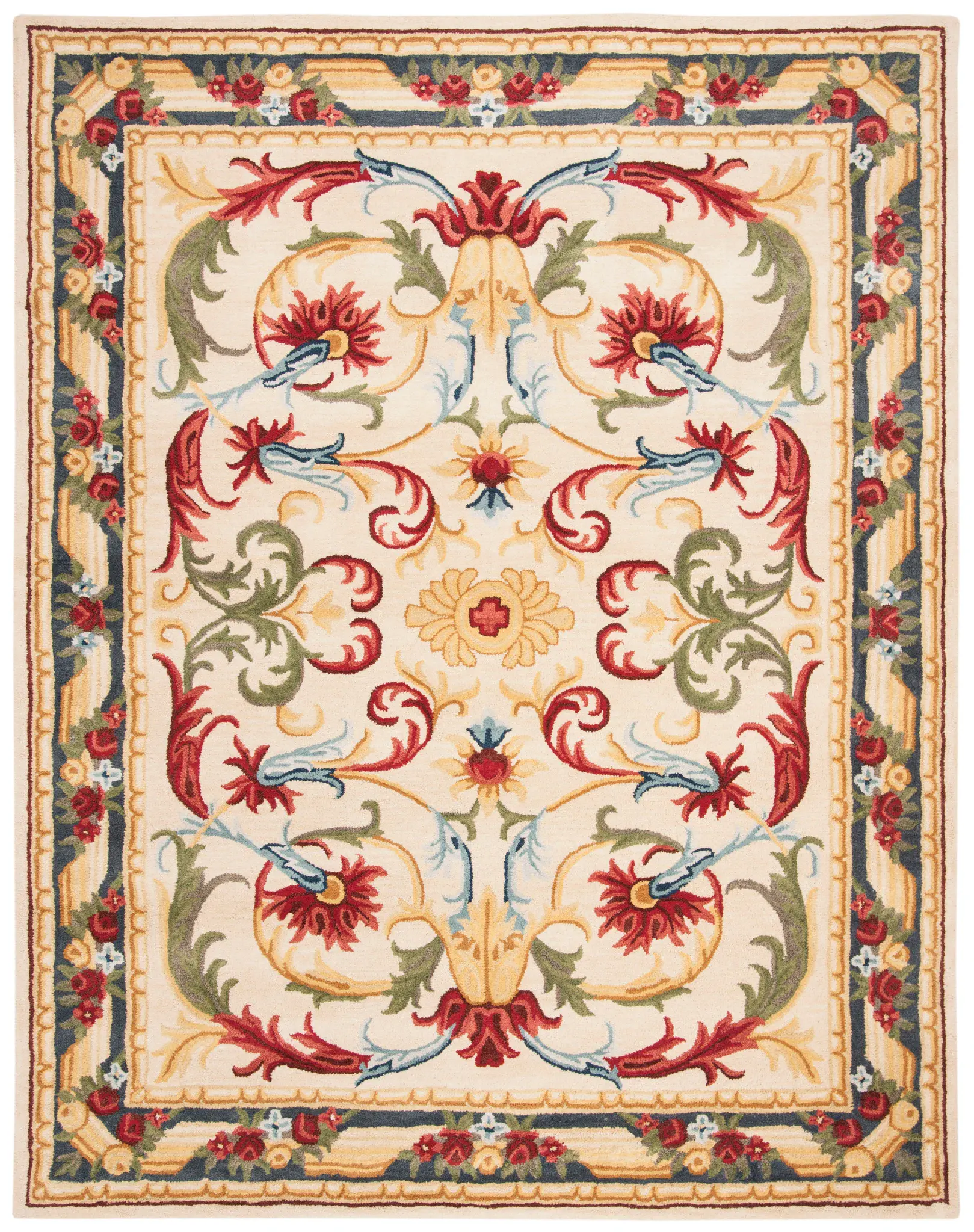 Blossom Acanthus Scroll Hand-Tufted Wool Rug