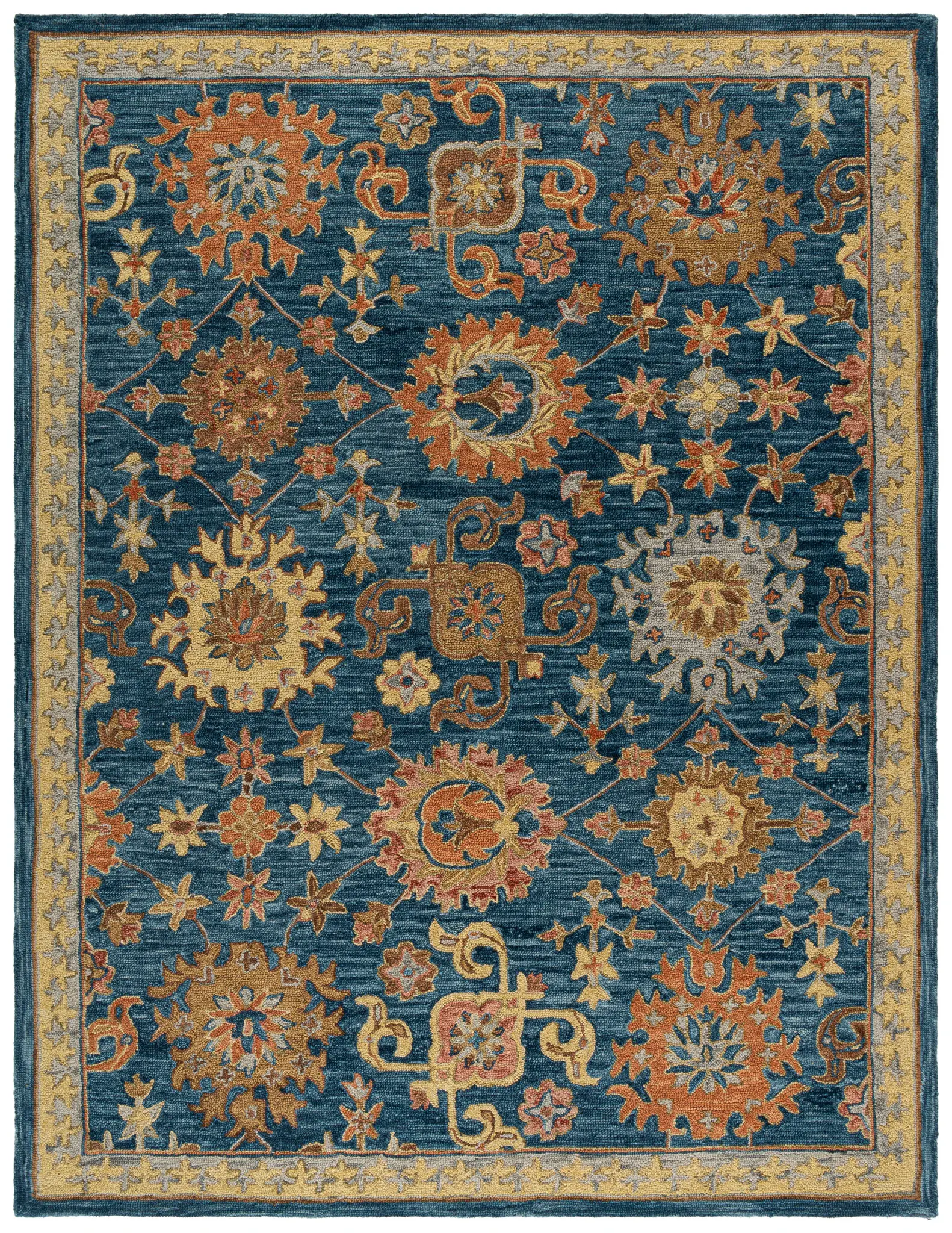 Blossom Framed Rosette Hand-Tufted Wool Rug