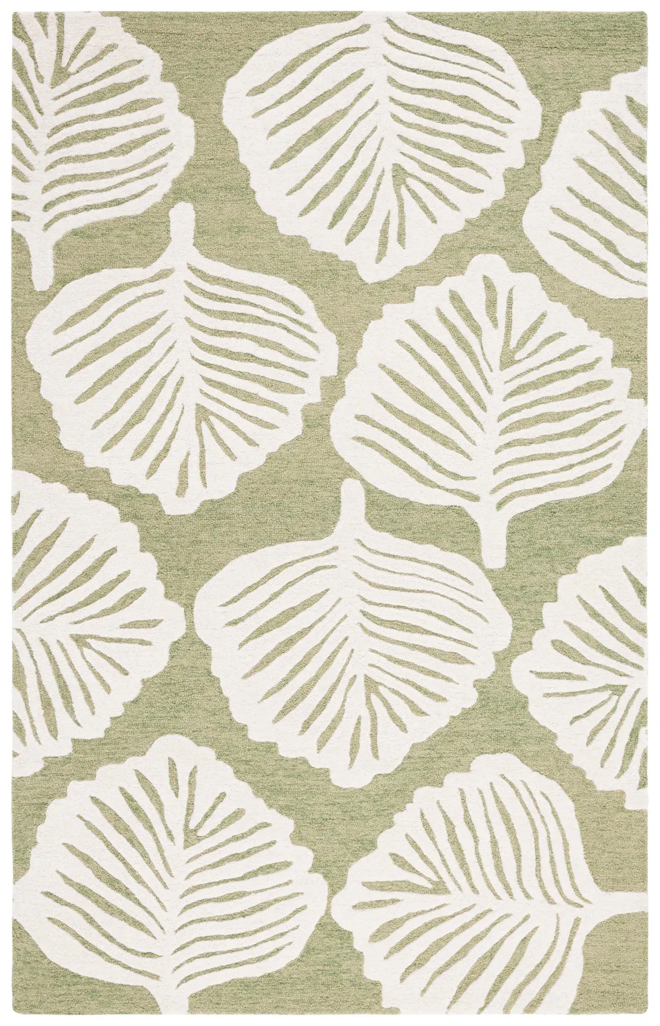 Blossom Tropical Leaf Hand-Tufted Wool Rug