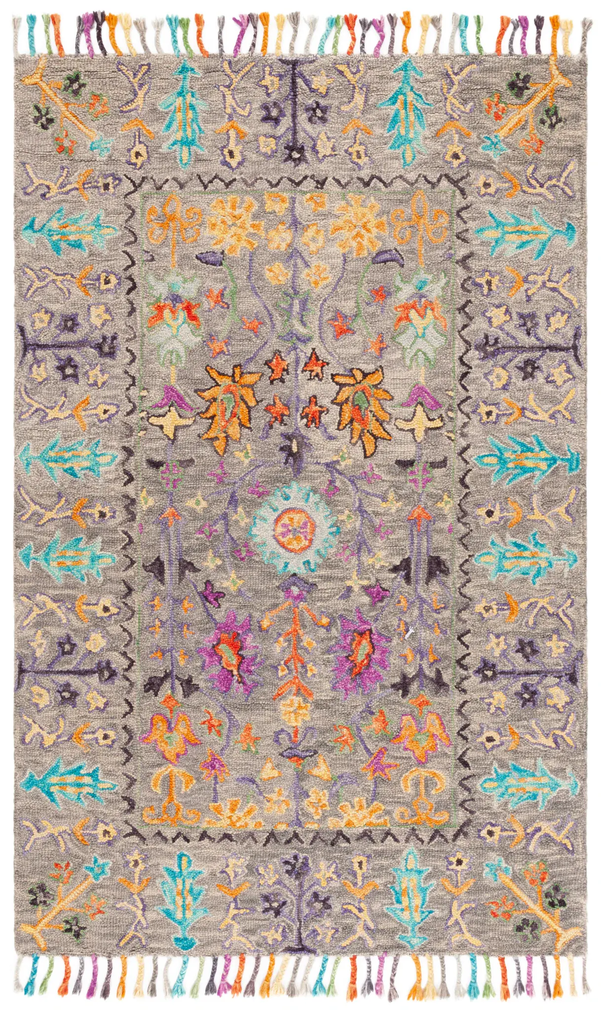 Blossom Floral Border Hand-Tufted Wool Rug