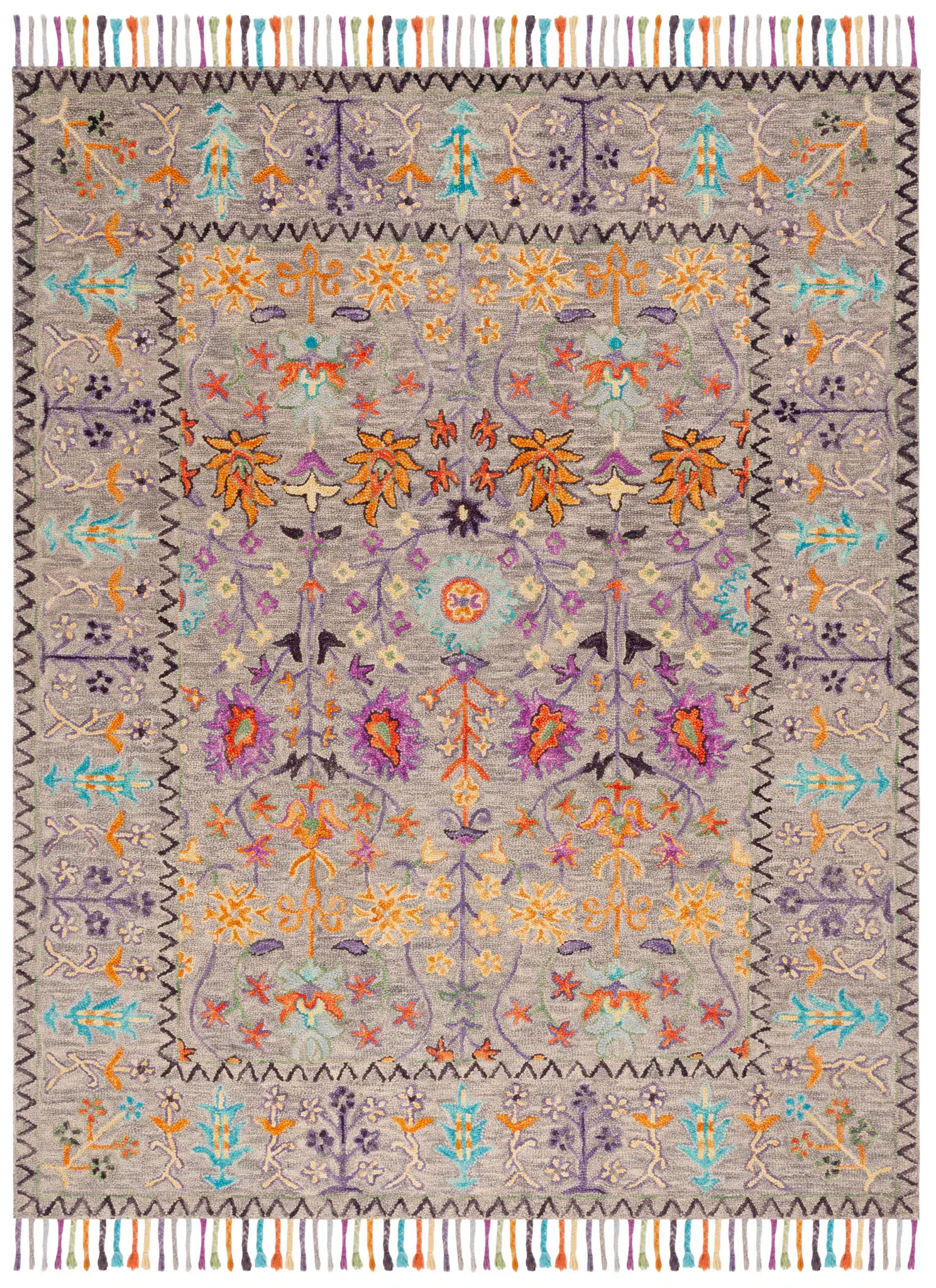 Blossom Floral Border Hand-Tufted Wool Rug