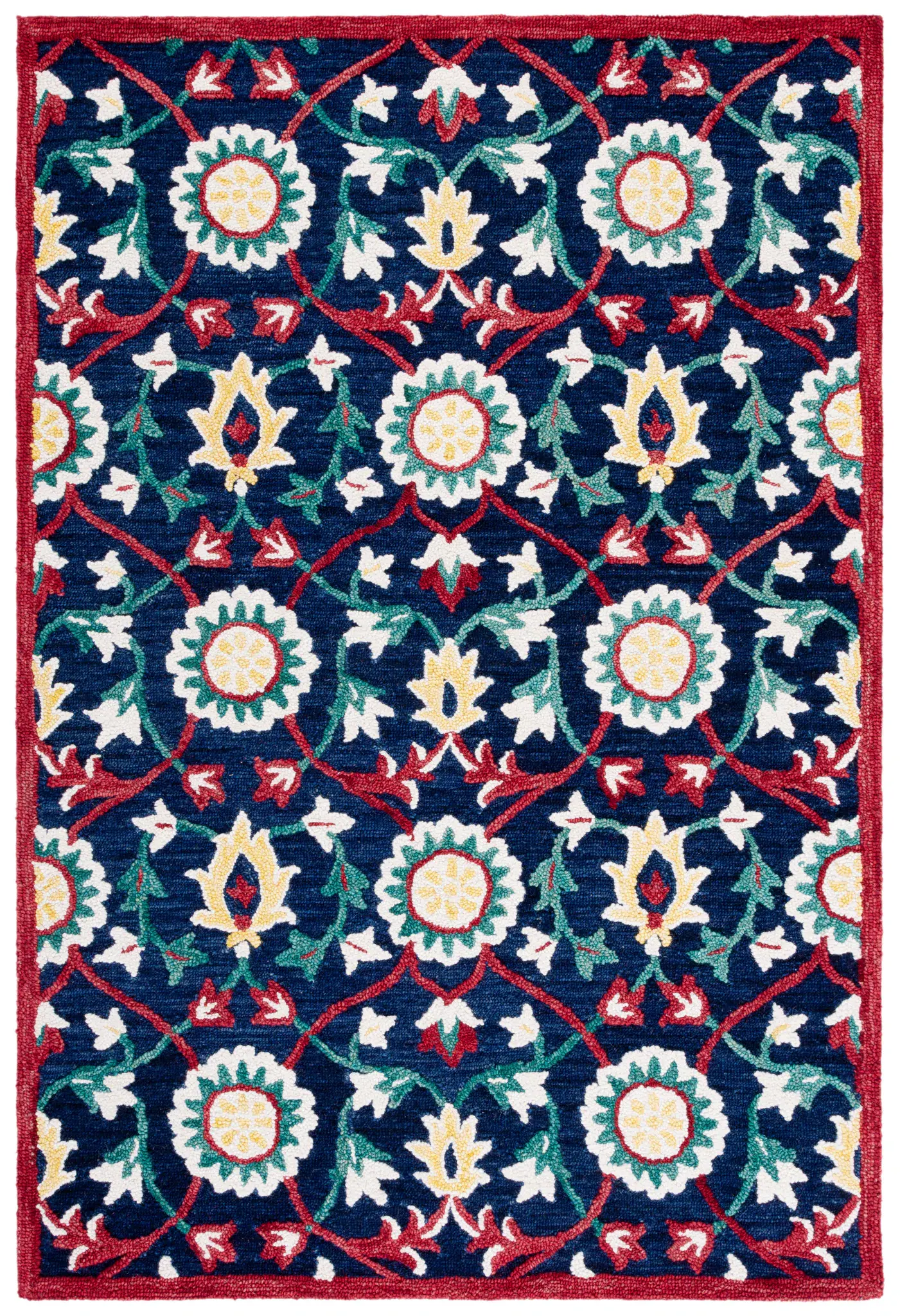 Blossom Floral Trellis Grid Hand-Tufted Wool Rug