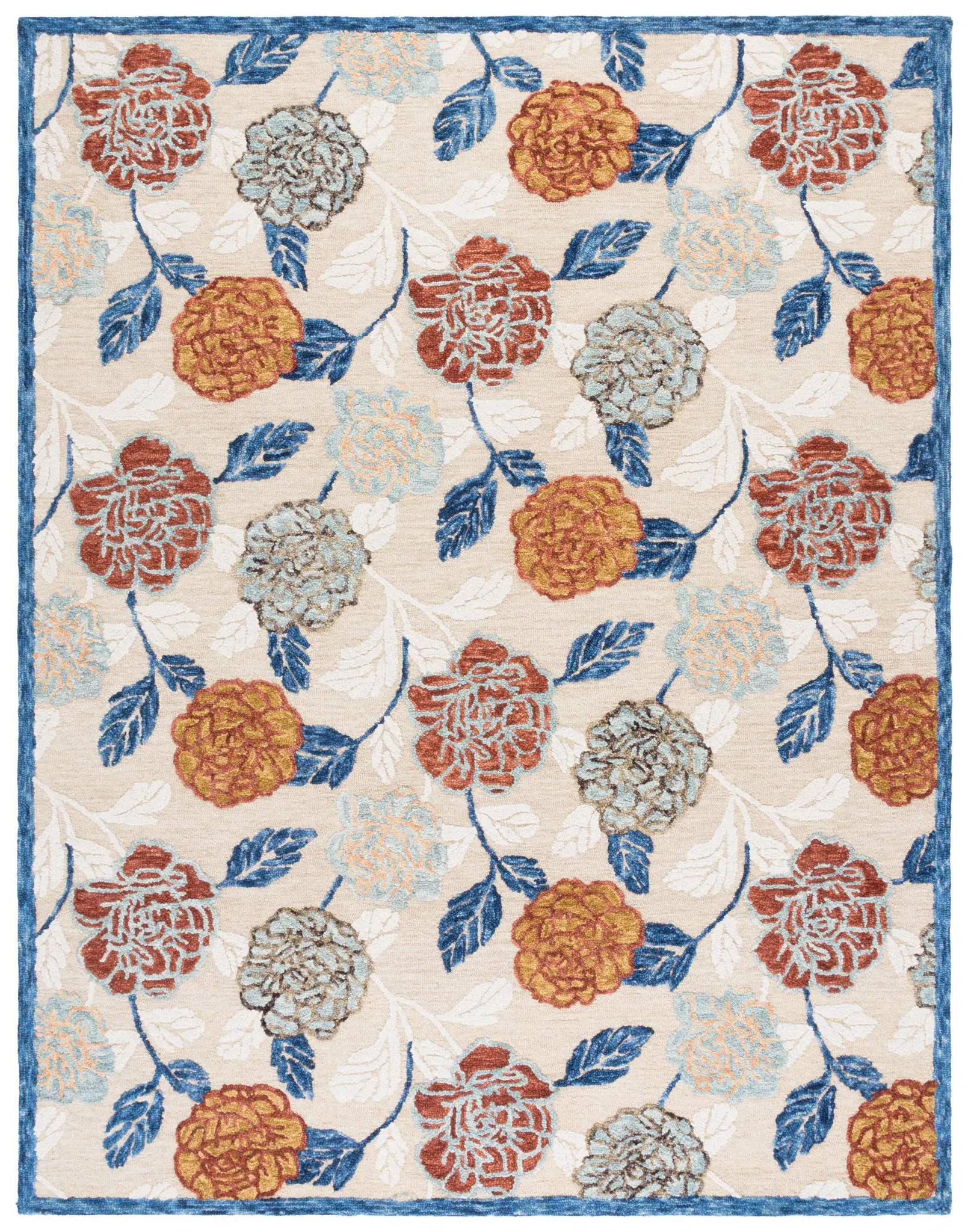 Blossom Floral Border Wool Rug