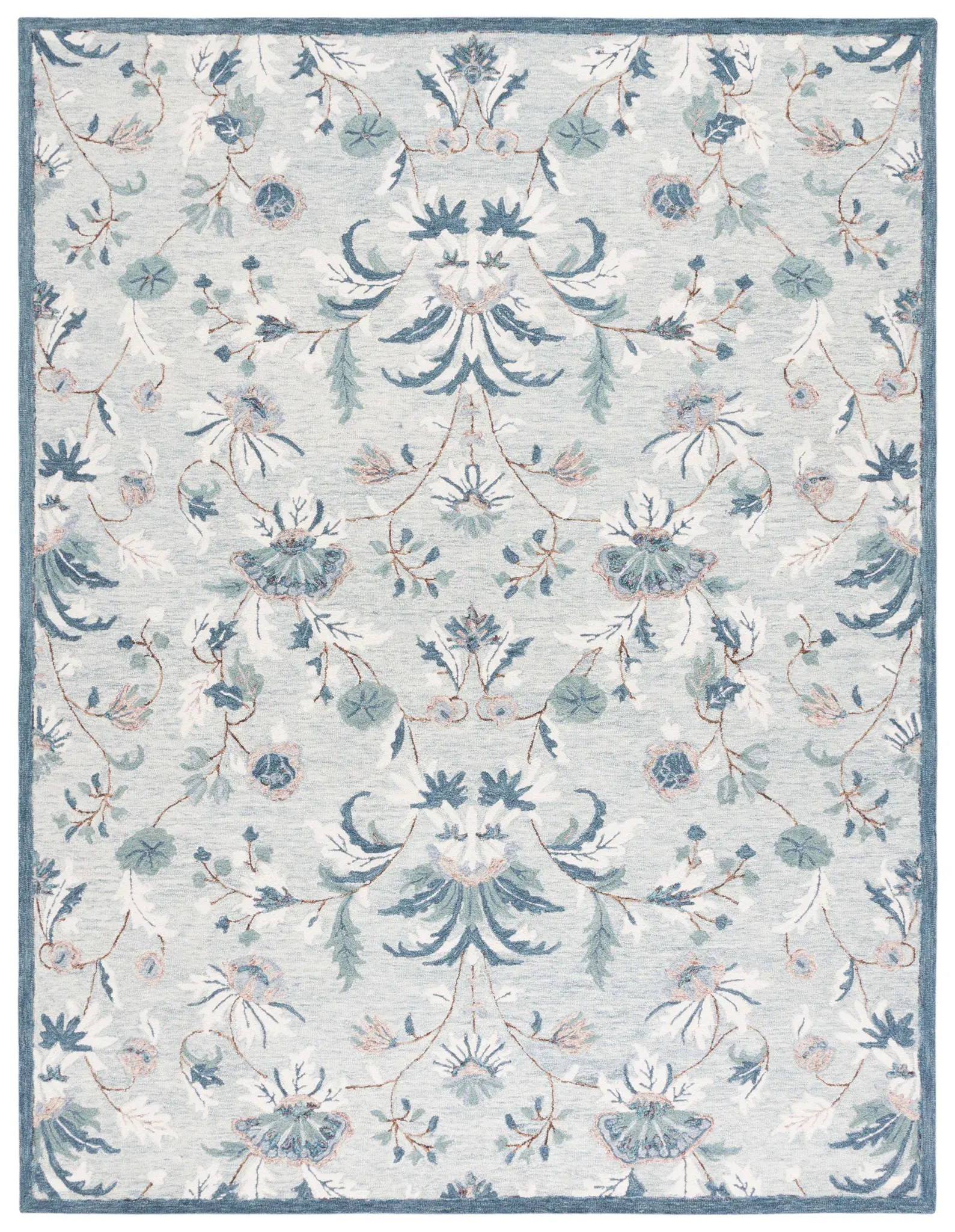Blossom Mirrored Floral Vines Hand-Tufted Wool Rug