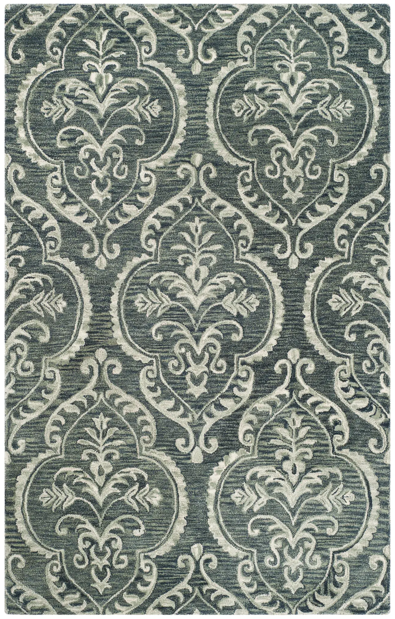 Blossom Scrolling Damask Hand-Tufted Wool Rug