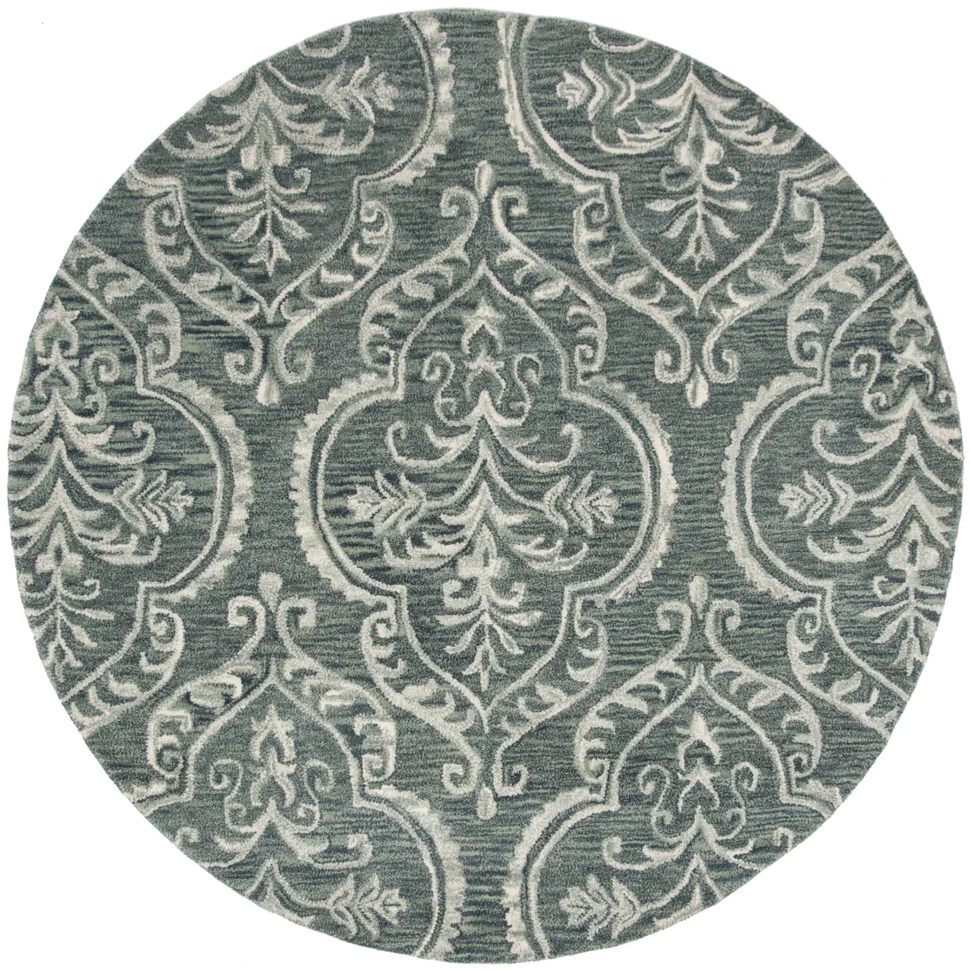 Blossom Scrolling Damask Hand-Tufted Wool Rug